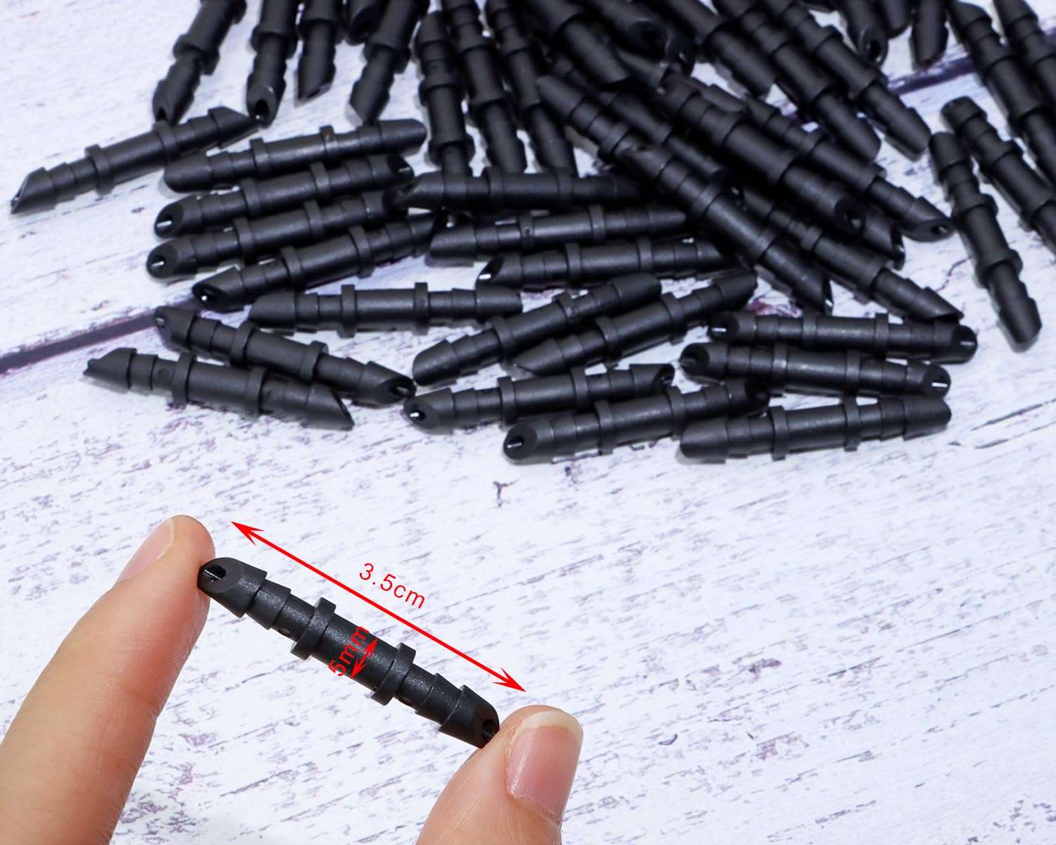 Mini Skater Double Barbed Coupling Fittings for 4/7mm Drip Irrigation Tubing Systems Garden Flower Pot Greenhouse Lawn (60, Black) 3