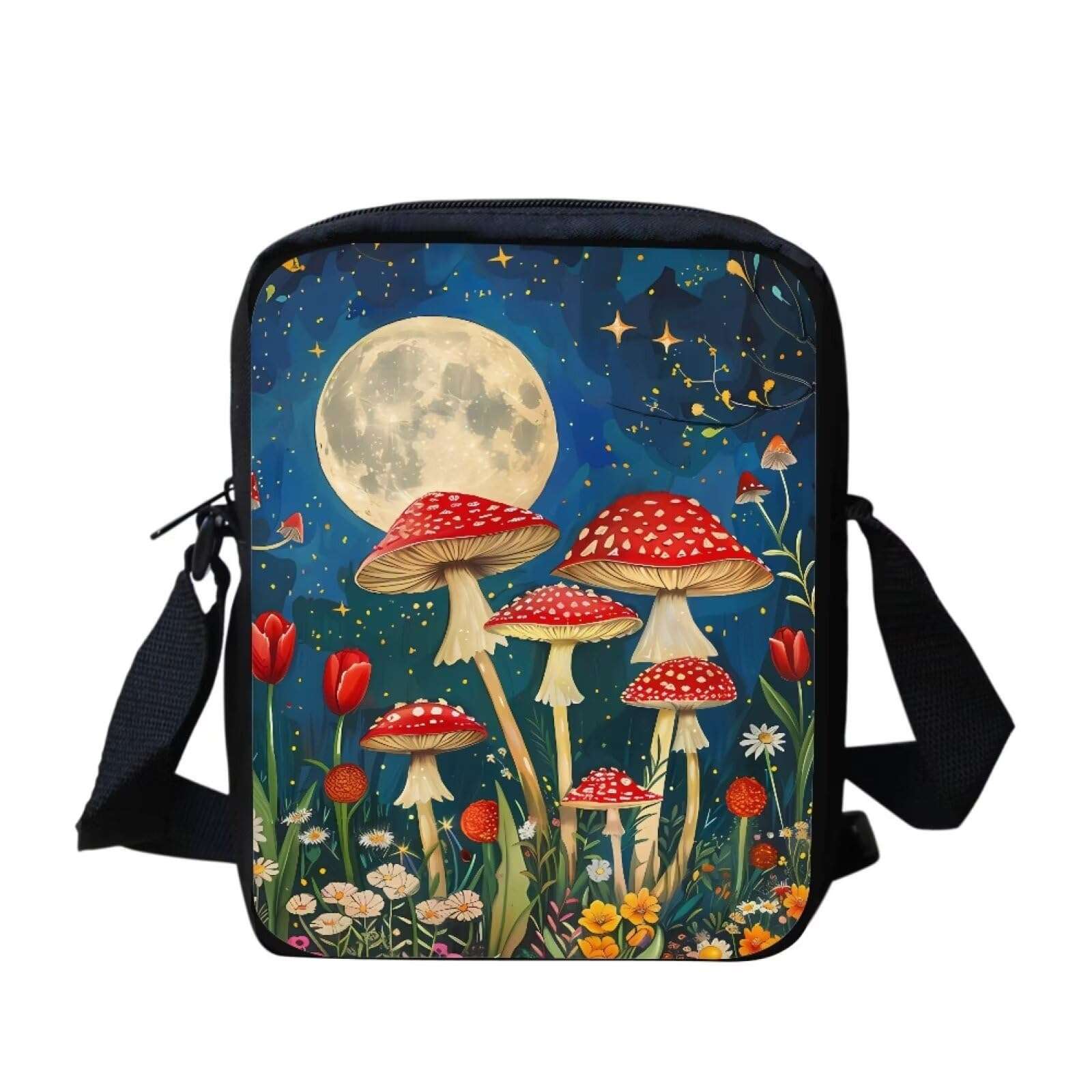 Snilety Mushroom Daisy Shoulder Bag Small Coin Purse Crossbody Bag for Women Girls Mini Messenger Bag Lightweight Cellphone Wallet Travel Work Bag 1