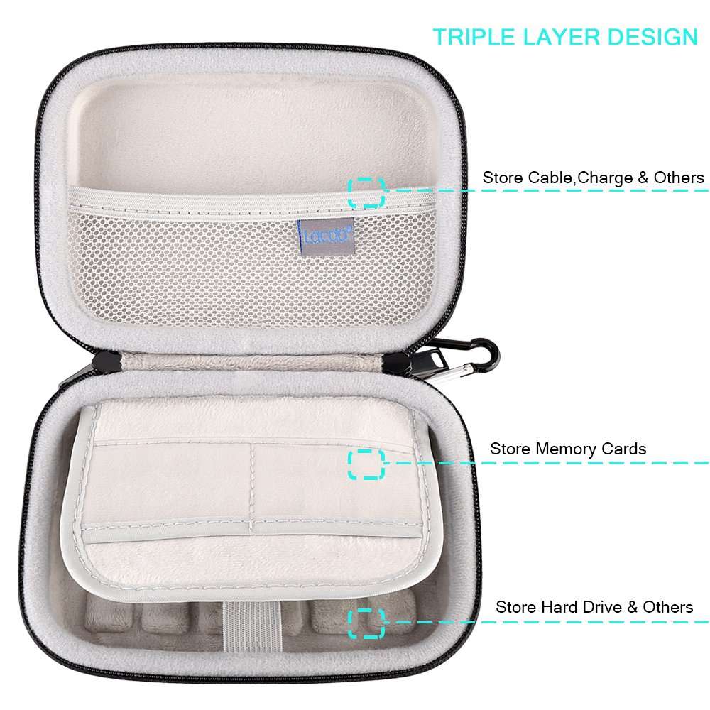 Lacdo Hard Drive Carrying Case for Western Digital WD My Passport/WD Elements/My Passport Ultra Portable External Hard Drive 1TB 2TB 3TB 4TB 5TB 6TB USB 3.0 2.5 inch HDD Travel Bag, Black 6