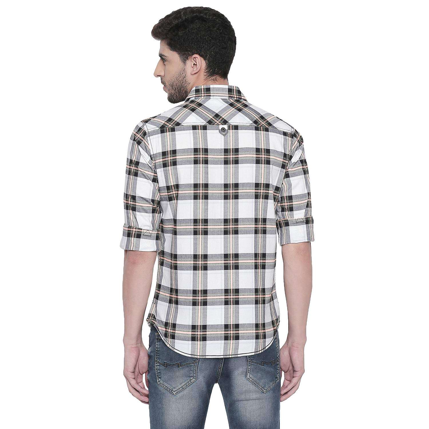 MUFTI White-Orange Casual Full Sleeved Shirt 4