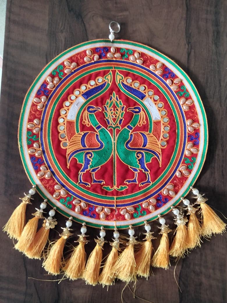 ALFA wall hanging Kutch Handicraft Items, handmade embroidery work,Hand Made Crafts Wall Hanging Decorative,Showpiece for Home/Office Décor| Fine Arts Gift Items 4