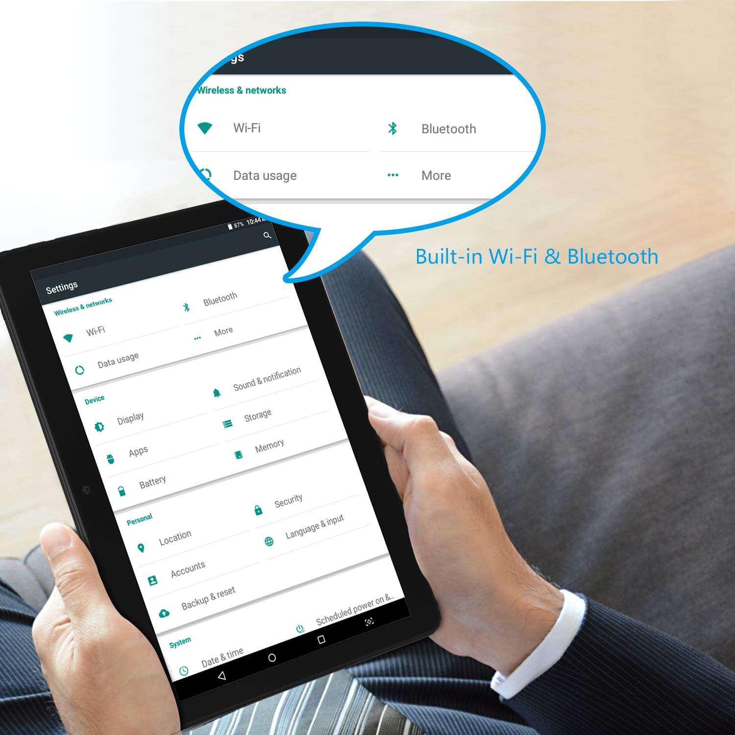 LECTRUS Tablet 10 inch Android Version, Quad-Core 1.3GHz, 5G WiFi Tablets PC with Dual Cameras, 800x1280 Touch Screen Full HD Display, 16GB, 6000mAh Battery, Bluetooth, FM, YouTube, Black 2