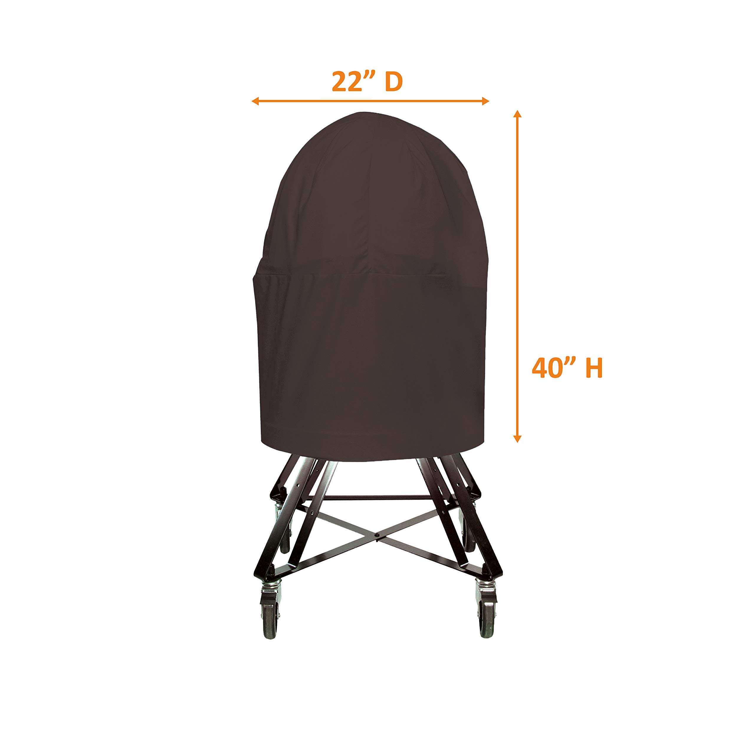 Kamado Grill Outdoor Patio Cover 12 Oz - Waterproof & Weather Resistant Egg Grill Cover - Patio Furniture Covers with Drawstring for Snug fit (22" D x 40" H, Coffee) 3