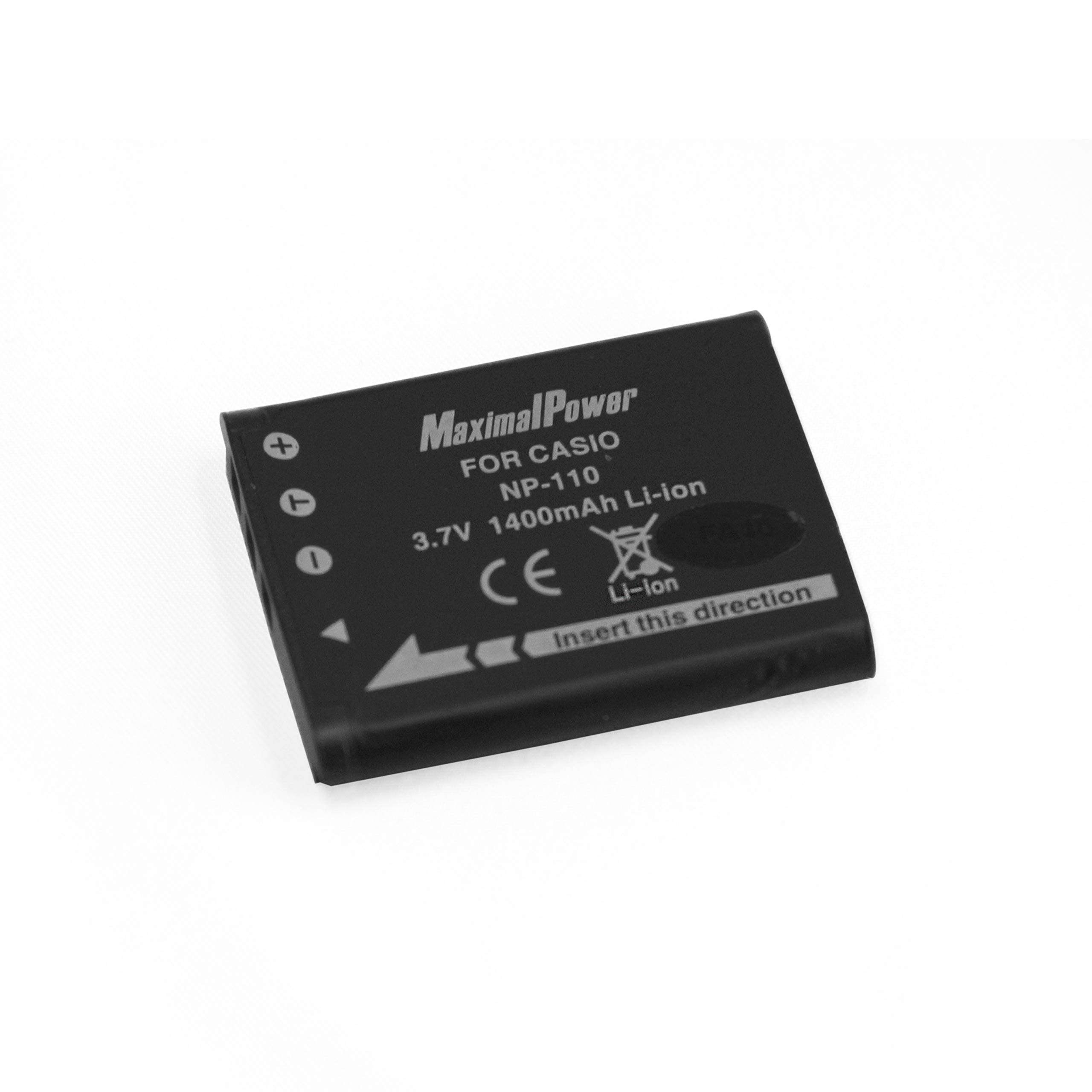 MaximalPower Replacement Camera Battery for Casio NP-110 and Casio Exilim EX-FC200S, EX-ZR15, EX-ZR20, EX-Z2000, EX-Z3000, EX-ZR10, Black, 2 Pack 3