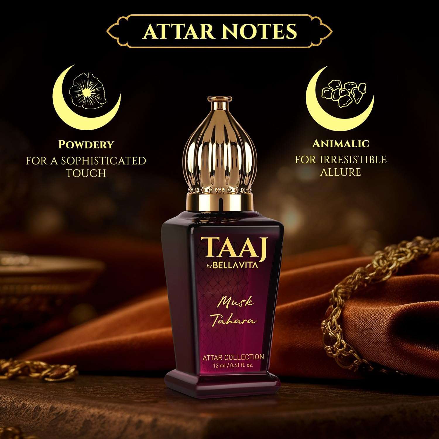 B.ELLAVITA TAAJ Musk Tahara Attar with Musk for Men and Women, Non-Alcoholic Roll On, Sweet & Floral Long Lasting Fragrance, 12 ML 4