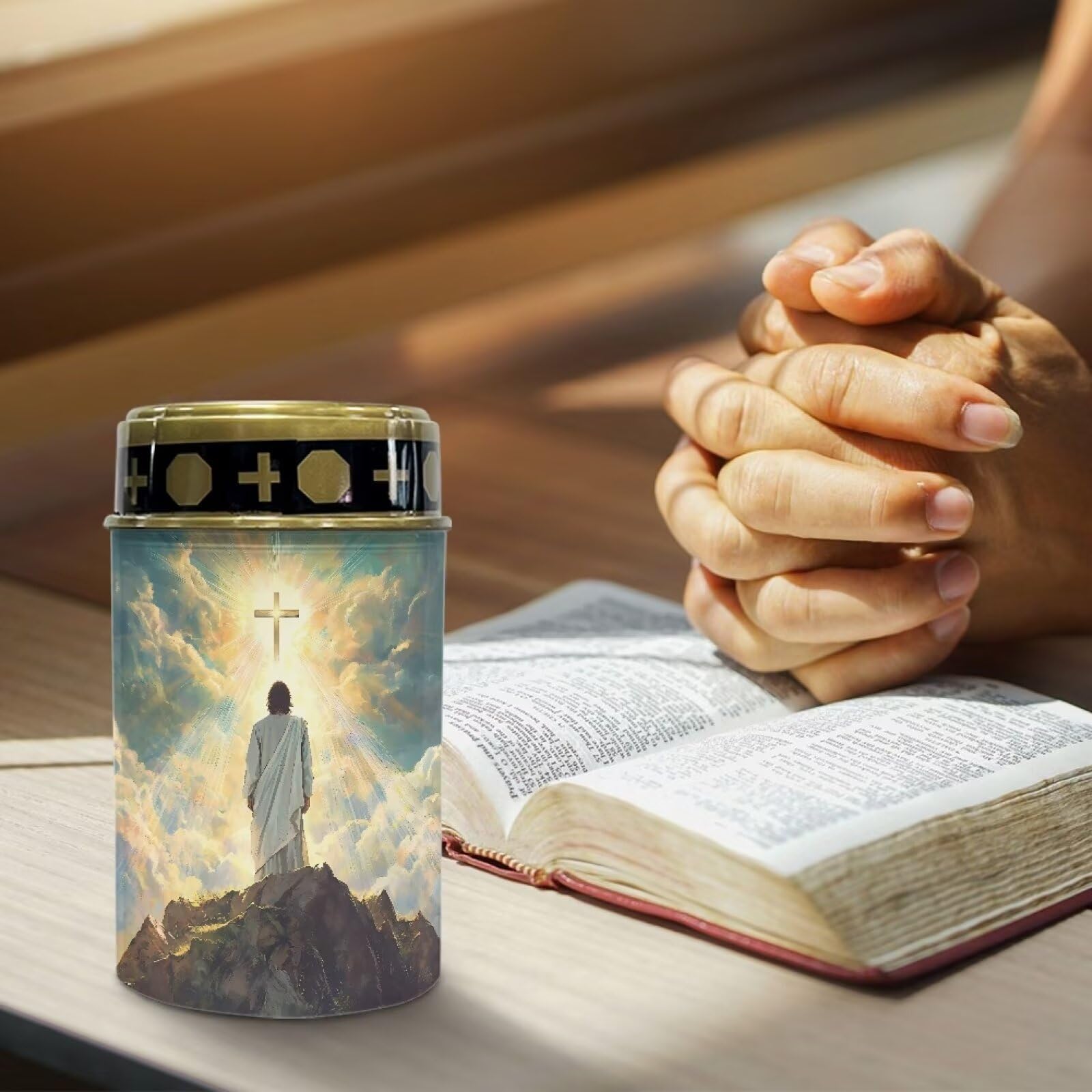 Poceacles Cross Solar Candle Cemetery LED Garden Lights Outdoor Waterproof with Dusk to Dawn Sensor, God Cross Light 6