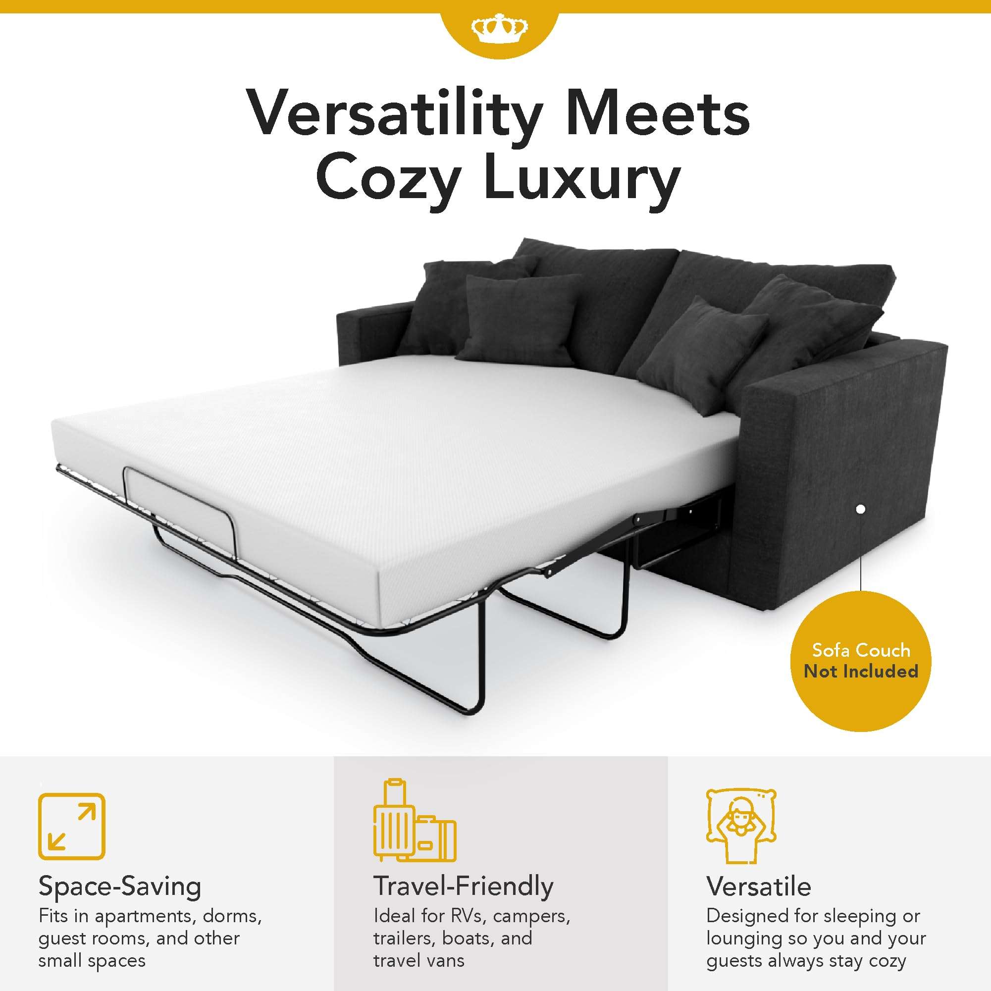 DynastyMattress Sofa Bed Mattress Queen Size 4-inch CoolBreeze Gel Memory Foam Sleeper for Convertible Folding Sofa & Couch Beds, Sofa Not Included (USA Made) 3