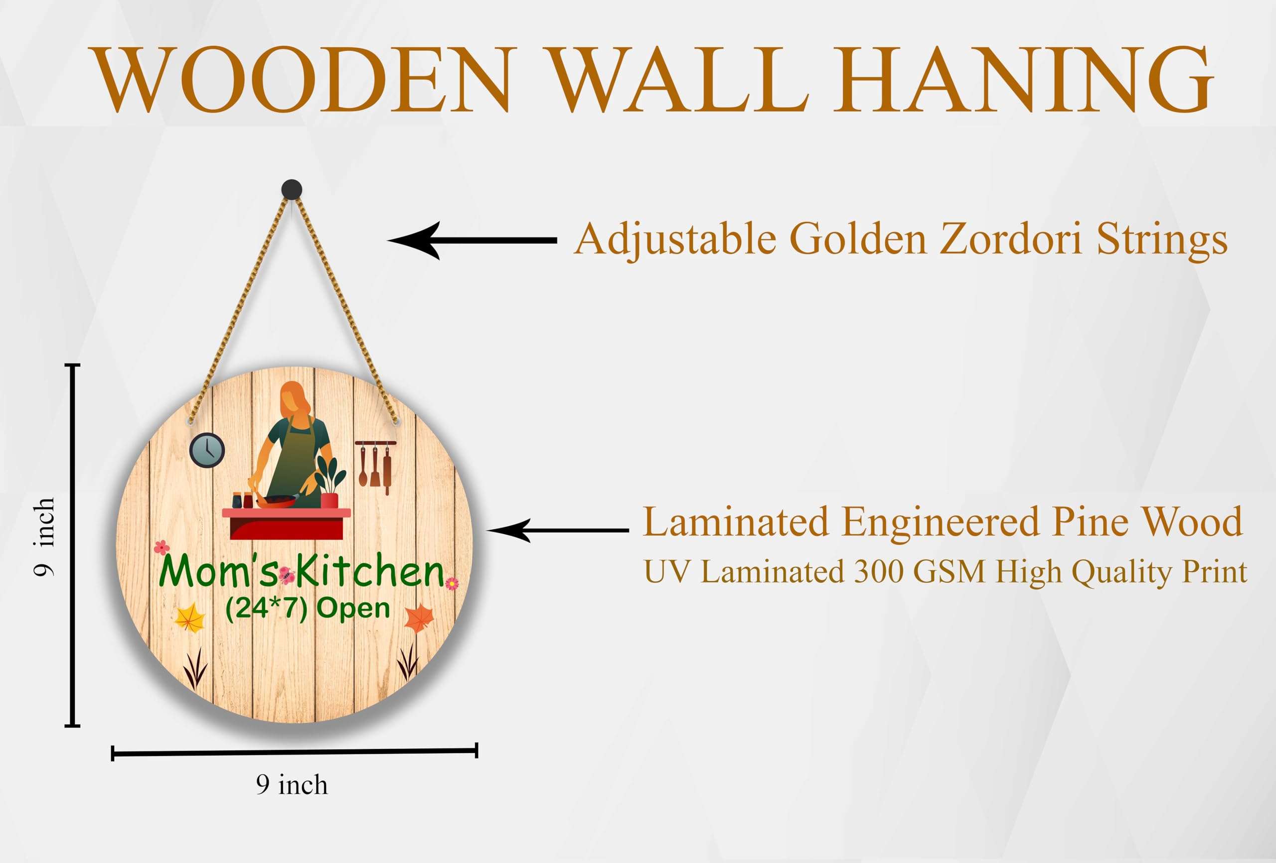 SAF paintings UV Lamined Mdf Round Shape Wall Hanging||Mom's Kitchen Beautiful Home Decoration Wall Hanging||SA-WHARO-20 6