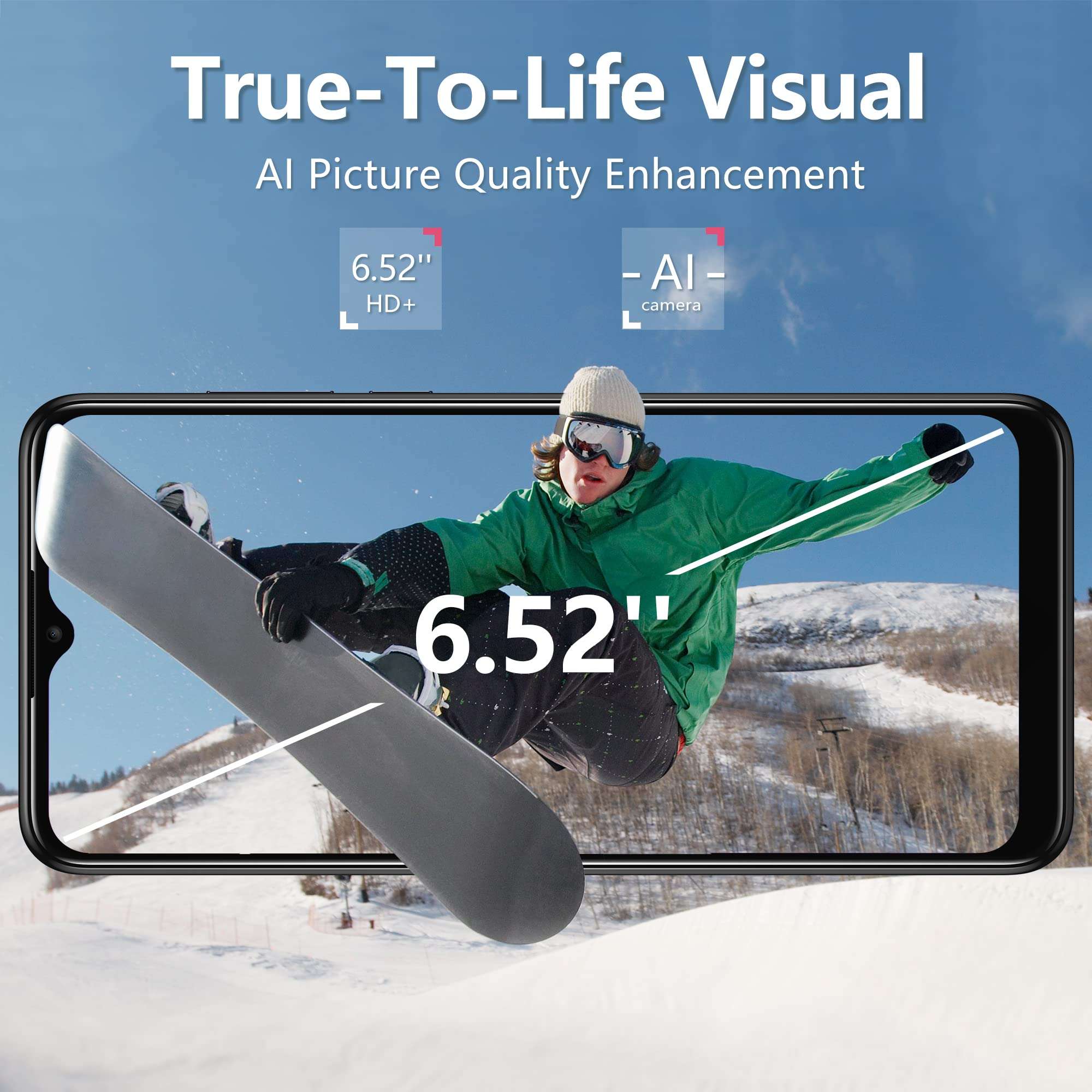 TCL 30 SE Unlocked Cell Phone, 128GB ROM + 4GB RAM Android Phone, 6.52" HD Display, 50MP AI Triple-Camera, 5000mAh Battery, US Version, Atlantic Blue 3