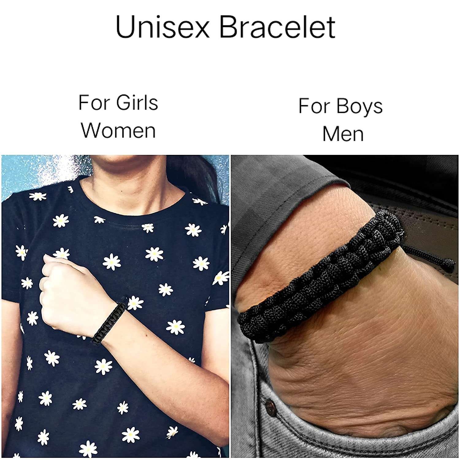 FashCore Black Handmade Wristband Cobra Braided Macramé Paracord Bracelet for Men Women. Pack of 1 4