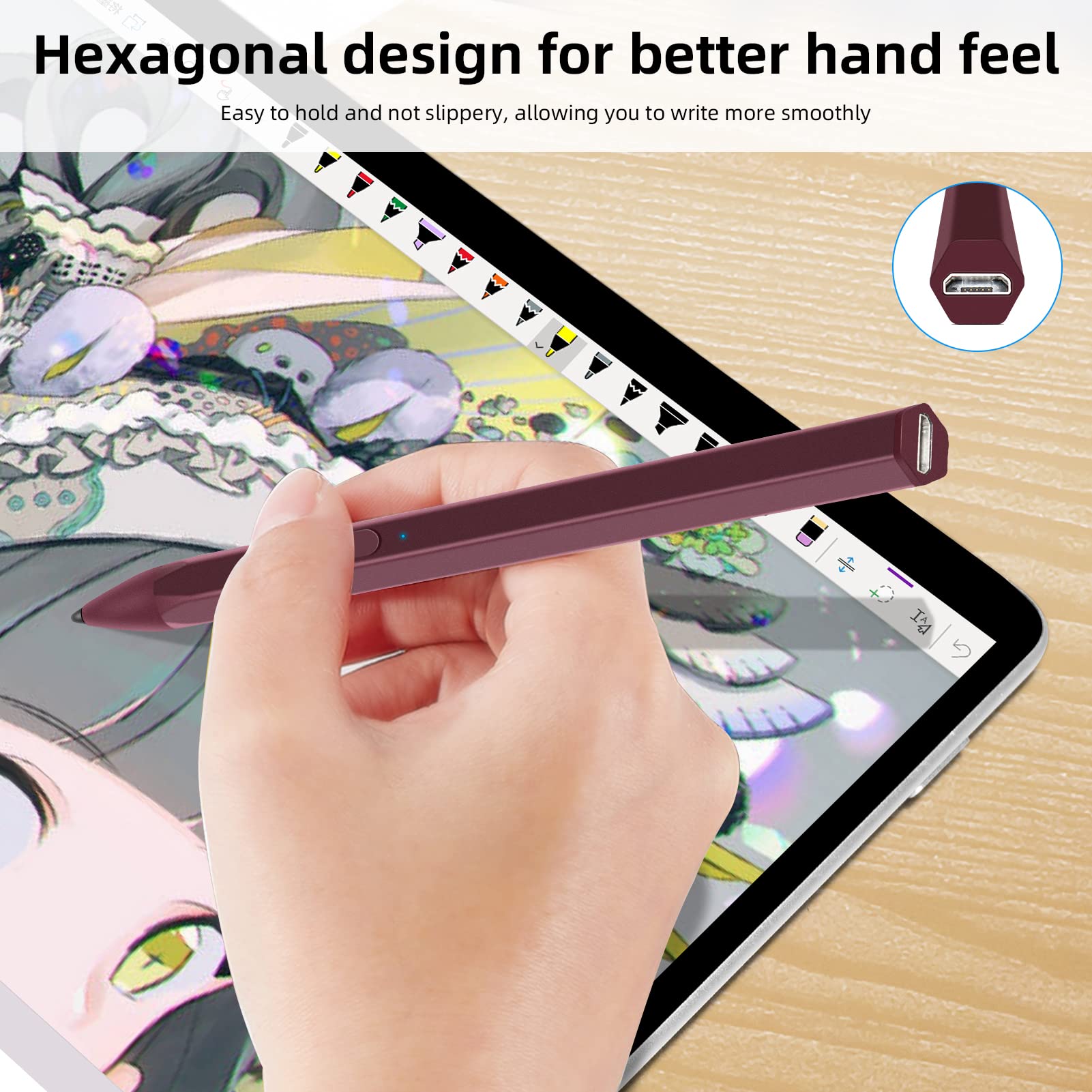 SSS·GRGB Stylus Pen for Microsoft Surface Pro9/8/X/7/6/5/4/3 Surface Go 3/2/1 Surface 3/Laptop/Studio/Book 4/3/2/1 with 4096 Tilt Pressure Palm Rejection Magnetic Attachment Rechargeable, Red 4