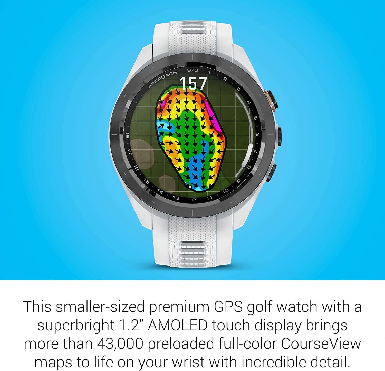 Garmin Approach S70, 42mm, Premium GPS Golf Watch, White with Charging Stand, Car & Wall Adapters and Cleaning Kit 5