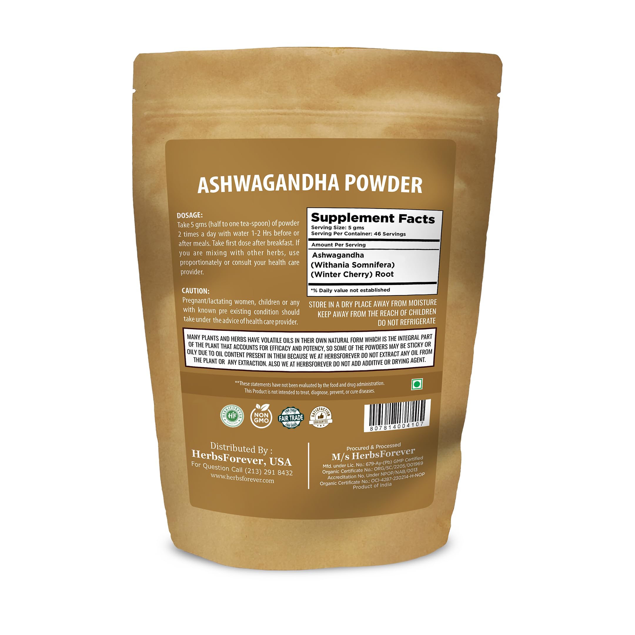 HerbsForever Ashwagandha Powder 230g I Indian Ginseng & Winter Cherry – Premium Quality, Non-GMO, Vegan, Gluten-Free I Supports Energy, Vitality & Overall Wellness 3