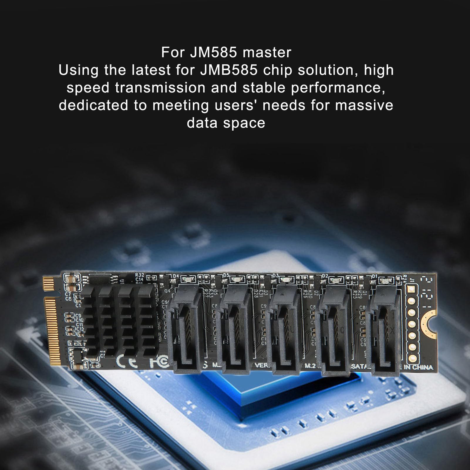Vikye PCIE M.2 to SATA3.0 Adapter Card, PCIE3.0 X2 Upstream 16Gbps, Downstream 5X SATA3.0 6Gbps, JMB585 Chip, High Speed Transmission, Stable Operation, 6