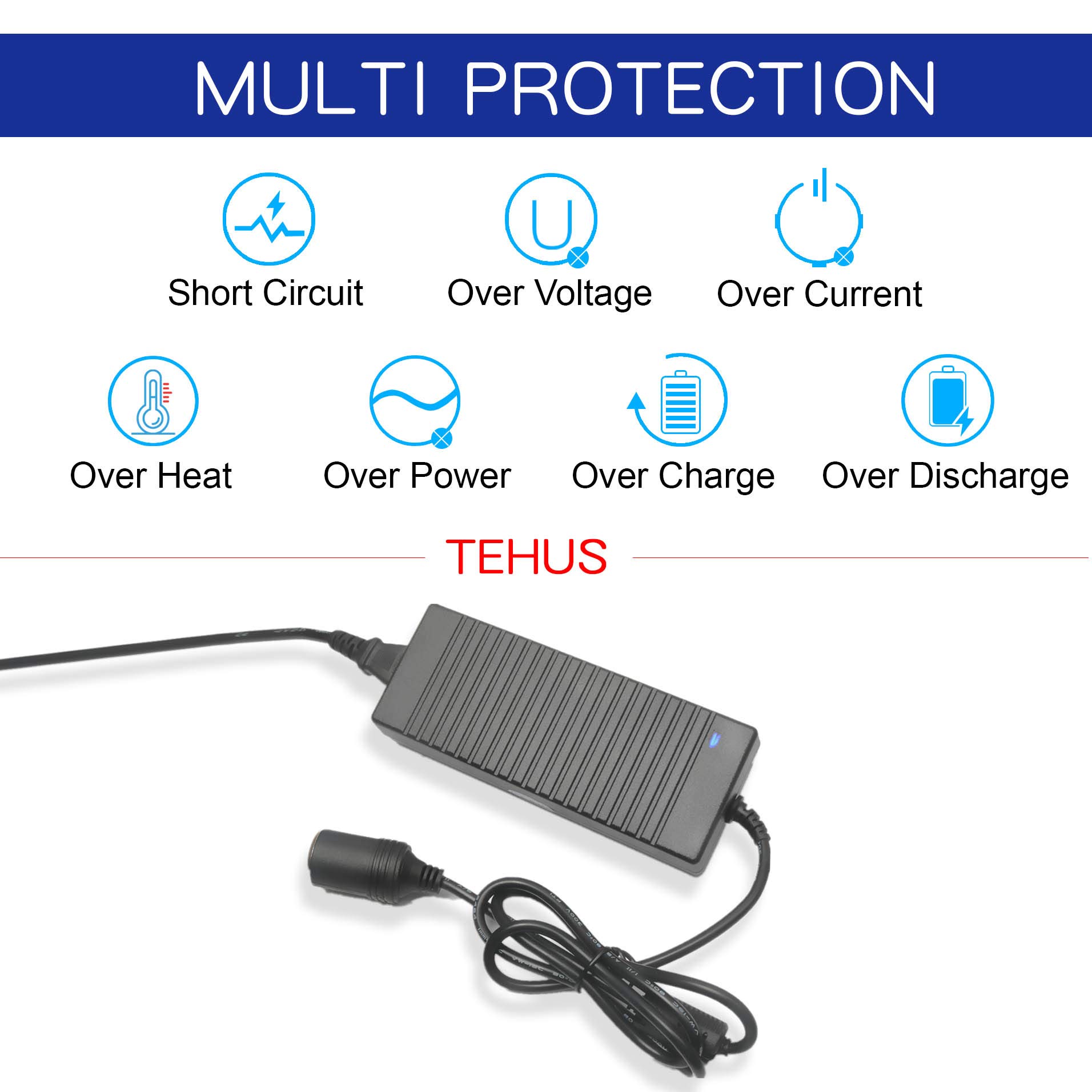 TEHUS ac to dc Power supplyr 100V ~ 240V to 12V 8A 96w Car Lighter Household Socket car Vacuum Cleaner Refrigerator car wash Machine Power Adapter 4