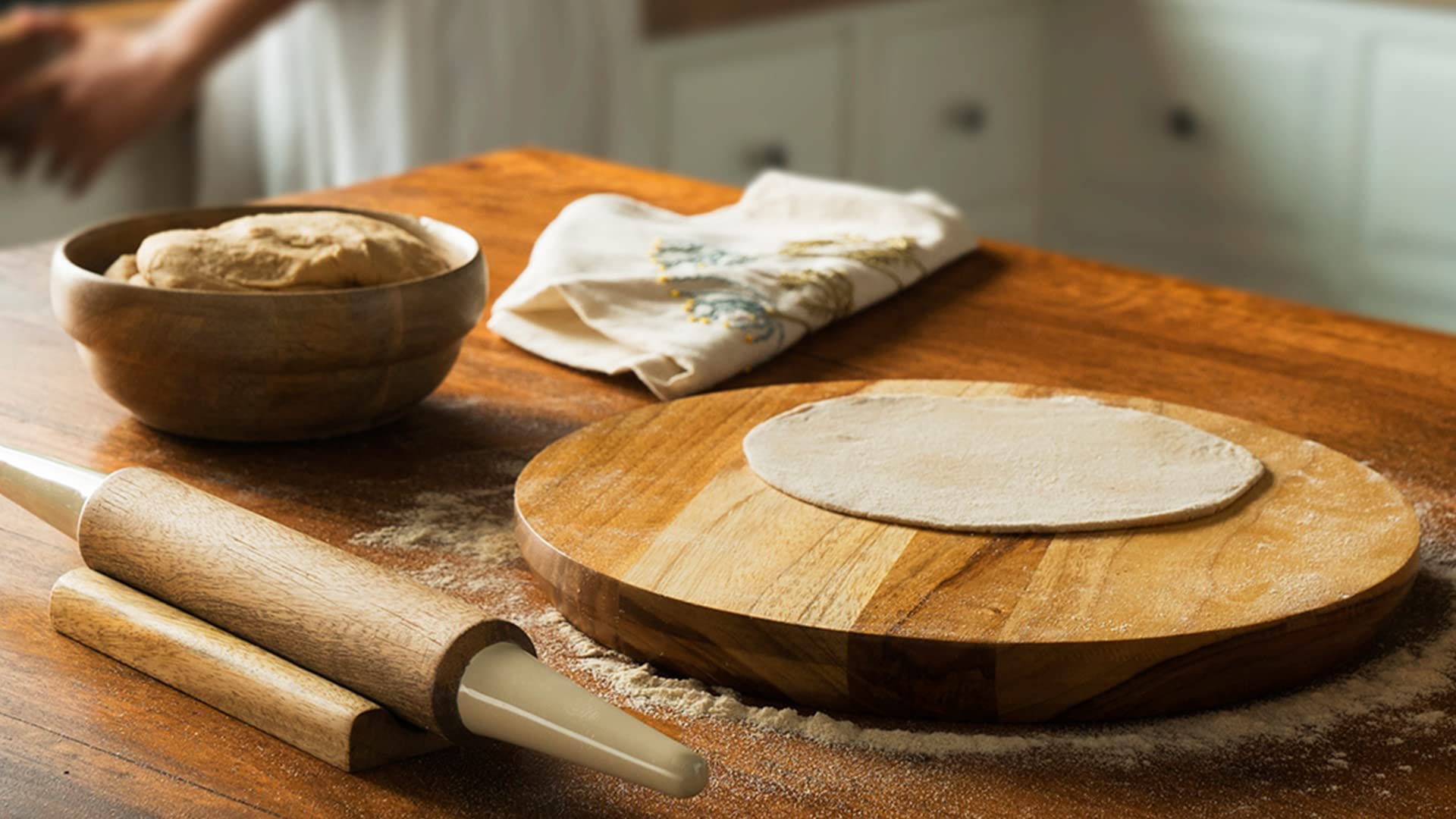 Wooden Roti Maker Chakla - Belan 11 Inch - Wooden Chaki Beluni 11 Inch 3