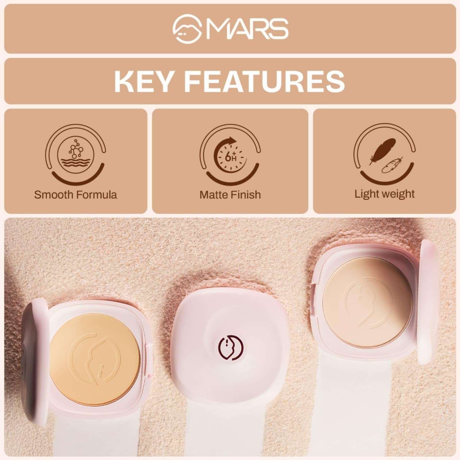MARS Zero Oil Compact with an Applicator (10 gm) (08-ROASTED ALMOND) | Non-Comedogenic | Oil Control | Long-Lasting | Matte Finish | Light-Weight | Minimize Pores | Travel Friendly 5