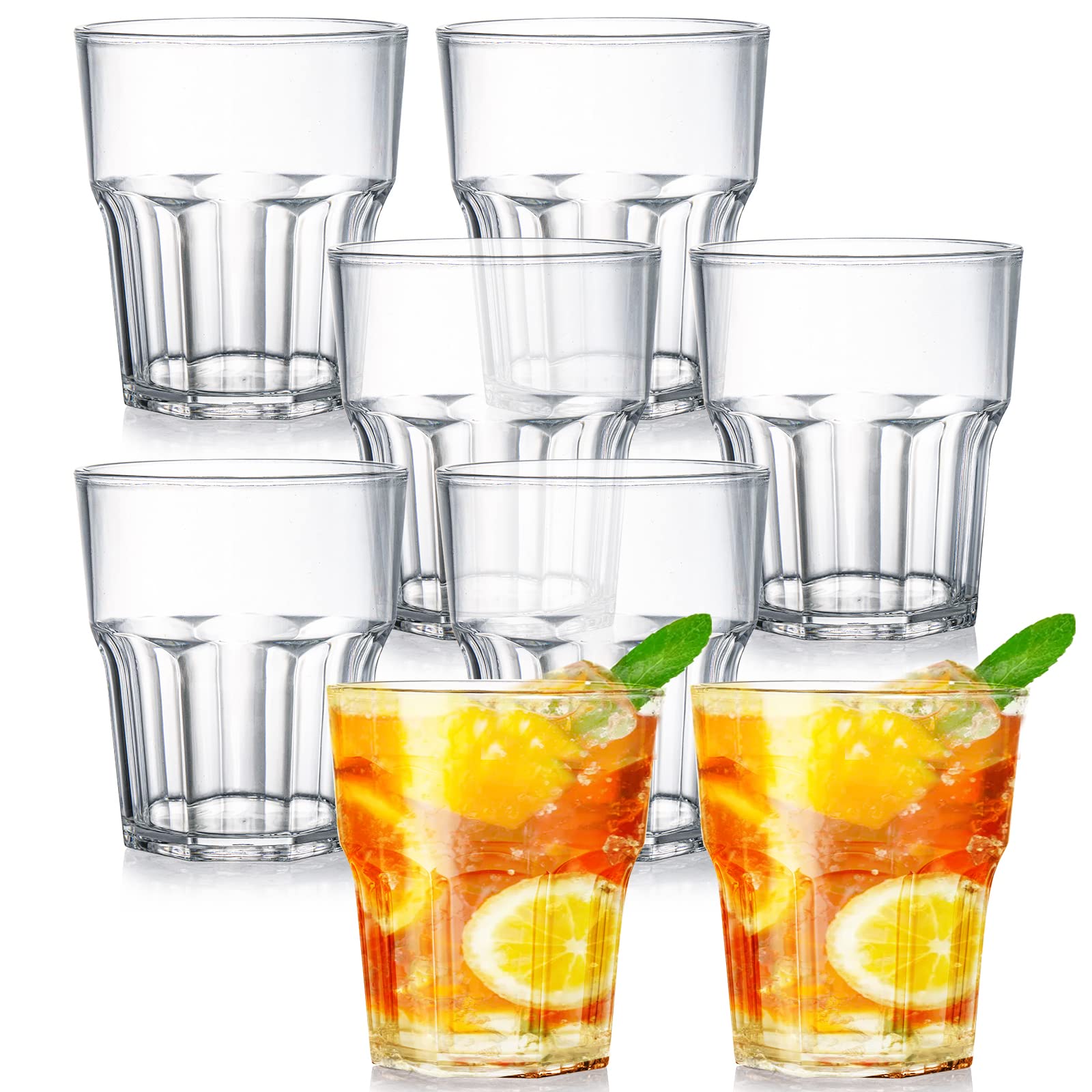 Tebery 8 Pack Plastic Tumblers Reusable Cups, 8Oz Drinking Water Juice Cups, Stackable, BPA-Free 1