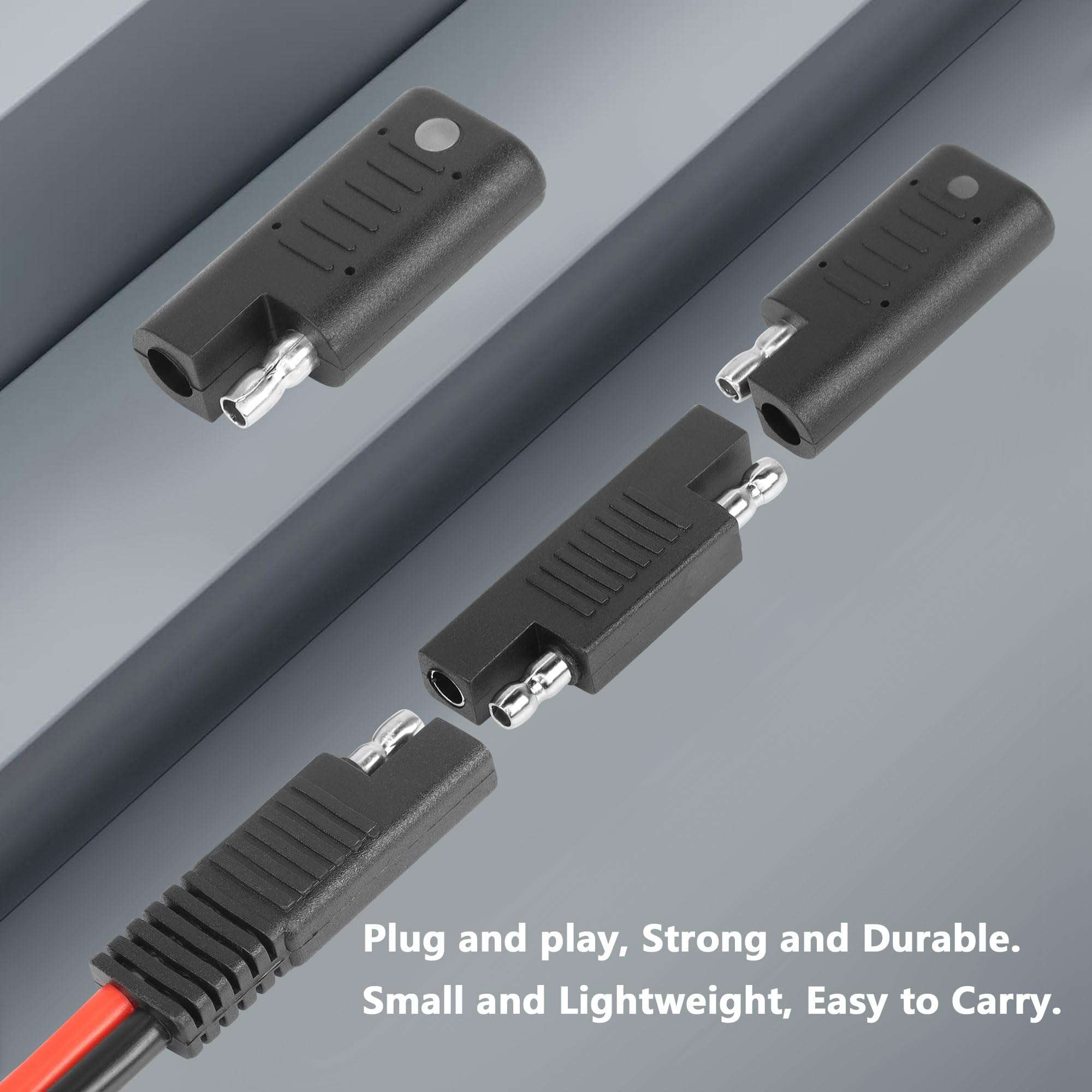 CERRXIAN SAE Short Circuit Connector with LED Indicator, SAE Polarity Reverse Adapter, SAE Power Cord Tester Quick Disconnect Connector Solar Panel Panel SAE Plug Detector 5