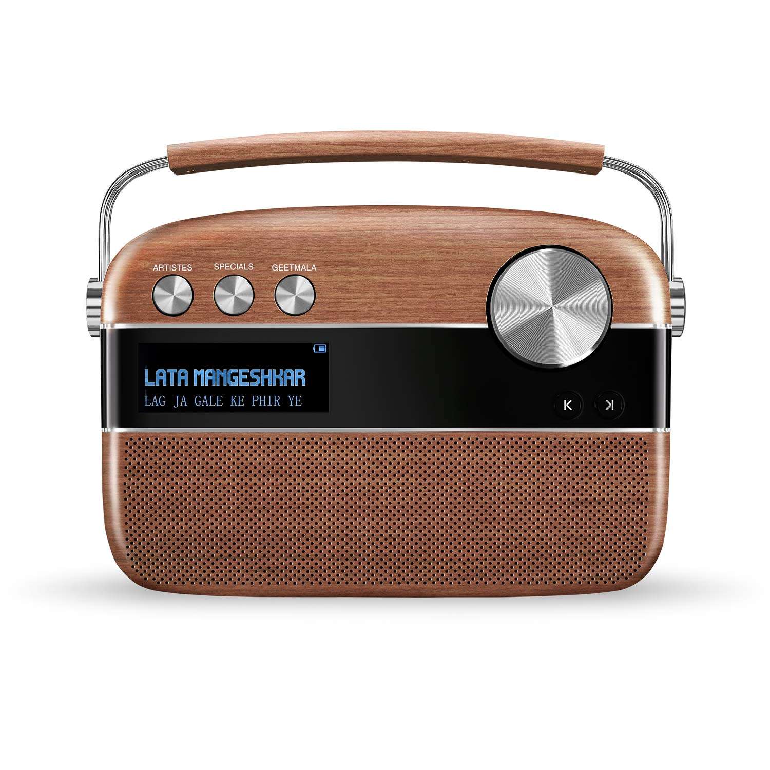 Saregama Carvaan Premium- Portable Music Player with 5000 Preloaded Songs, FM/BT/AUX (Oakwood Brown) 1
