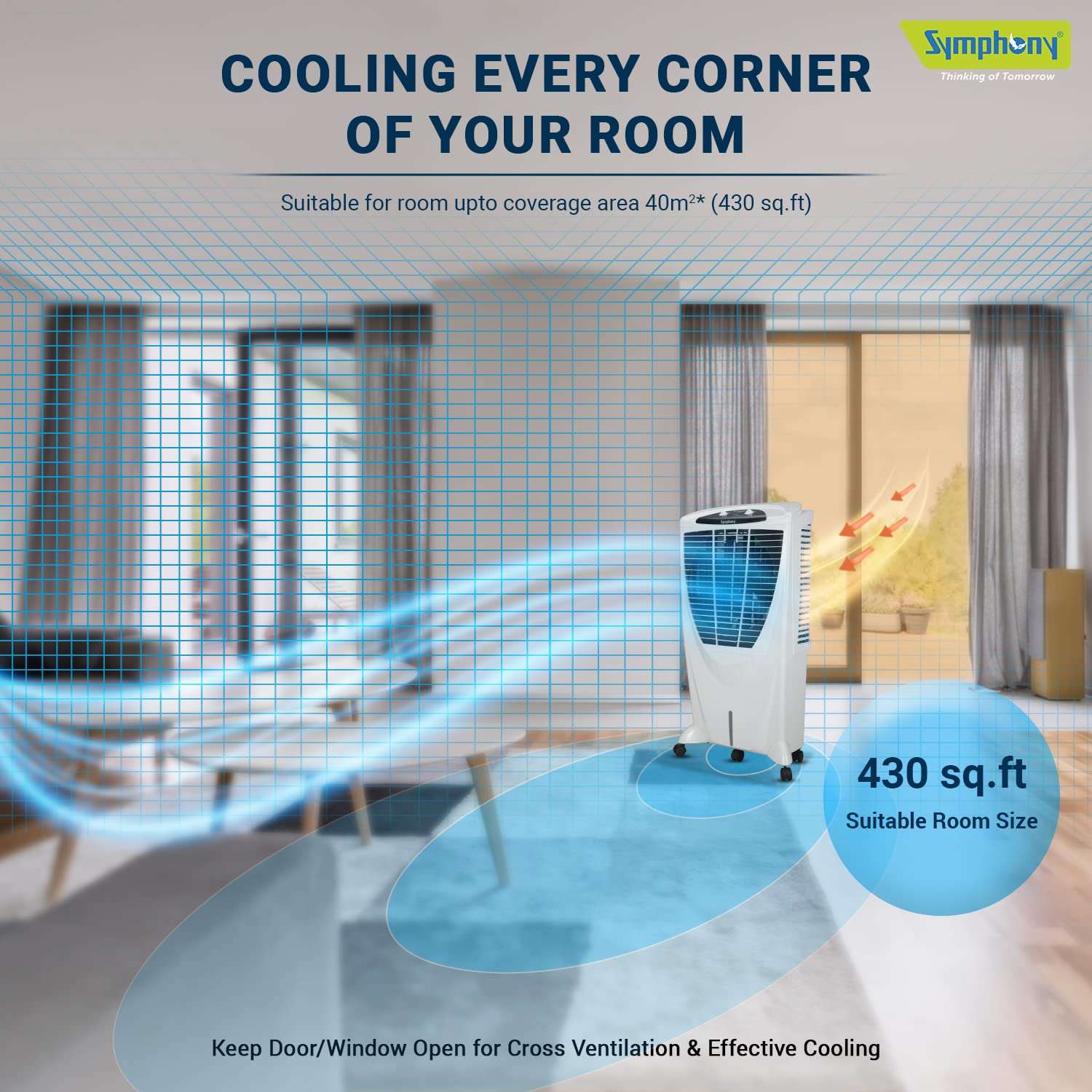 Symphony Winter 80XL+ Desert Air Cooler for Home with 4-Side Honeycomb Pads, Powerful +Air Fan, i-Pure Technology and Whisper-Quiet Performance (80L, White) 4