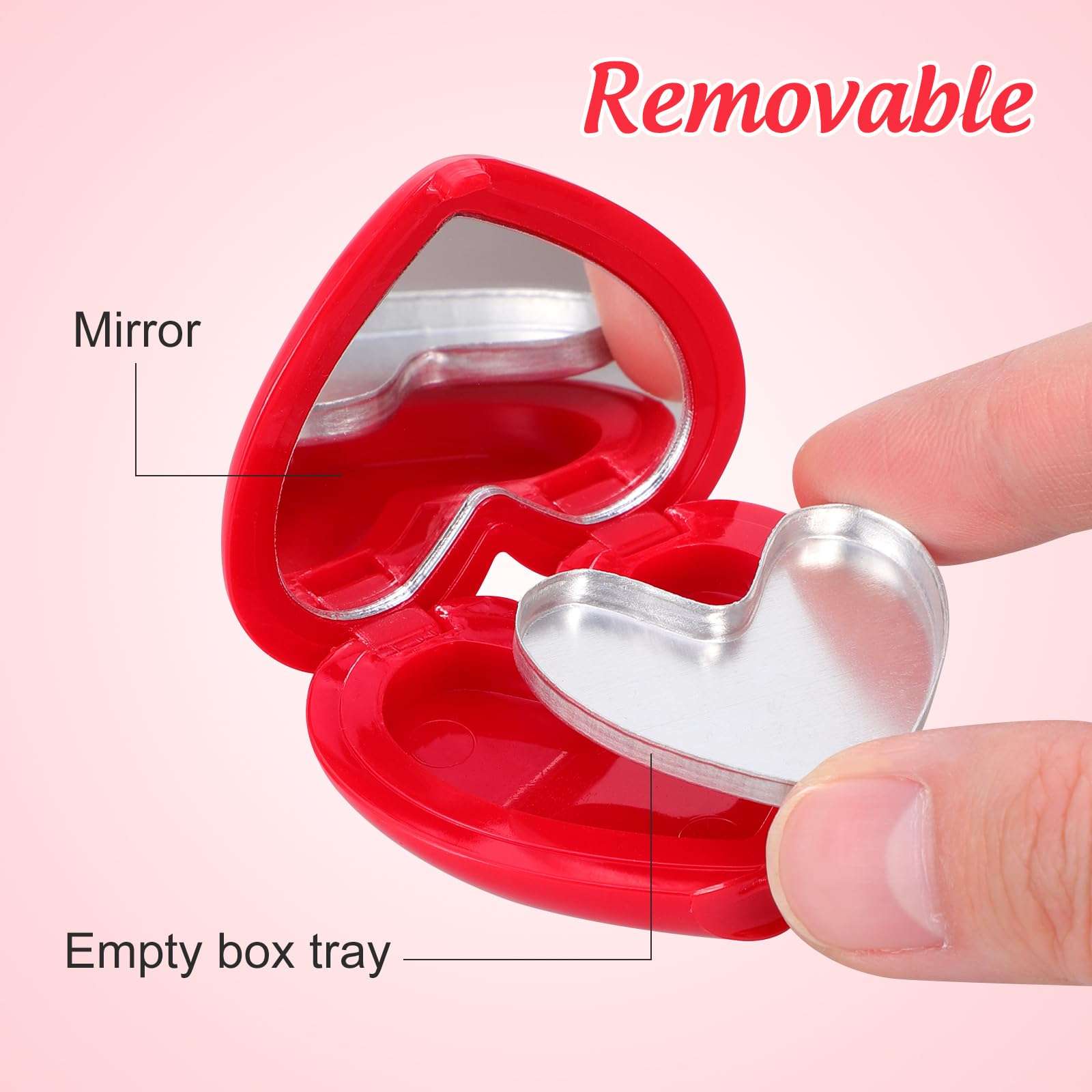 ABOOFAN 4Pcs Empty Heart Shape Eyeshadow Lipstick Palette Makeup Palette with Mirror Empty Makeup Containers for Young Teens, Girls or Women Valentines Present 4