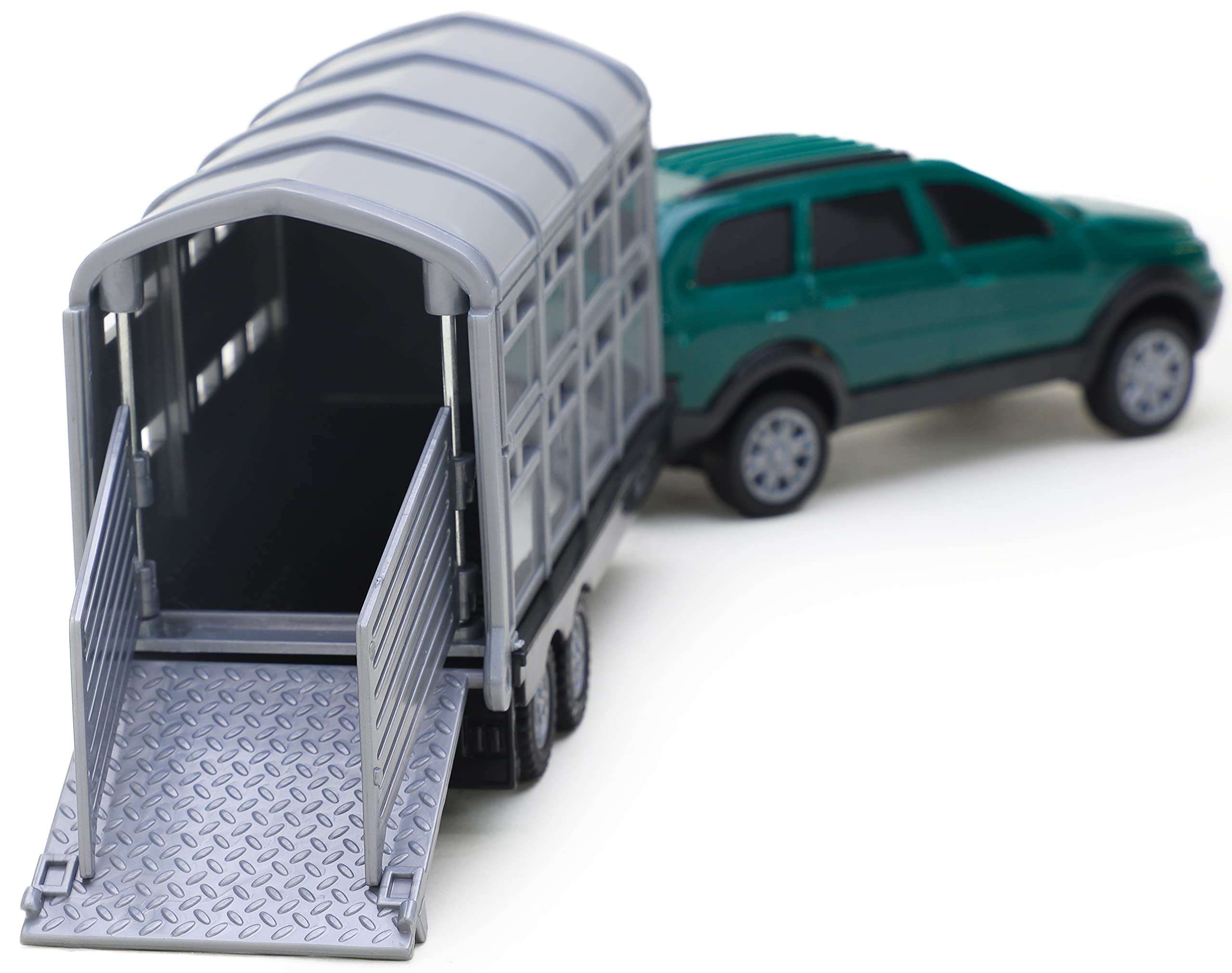 Banaghans Diecast Metal 4x4 Car and Livestock Trailer Set 1:32 Scale (Green) 5