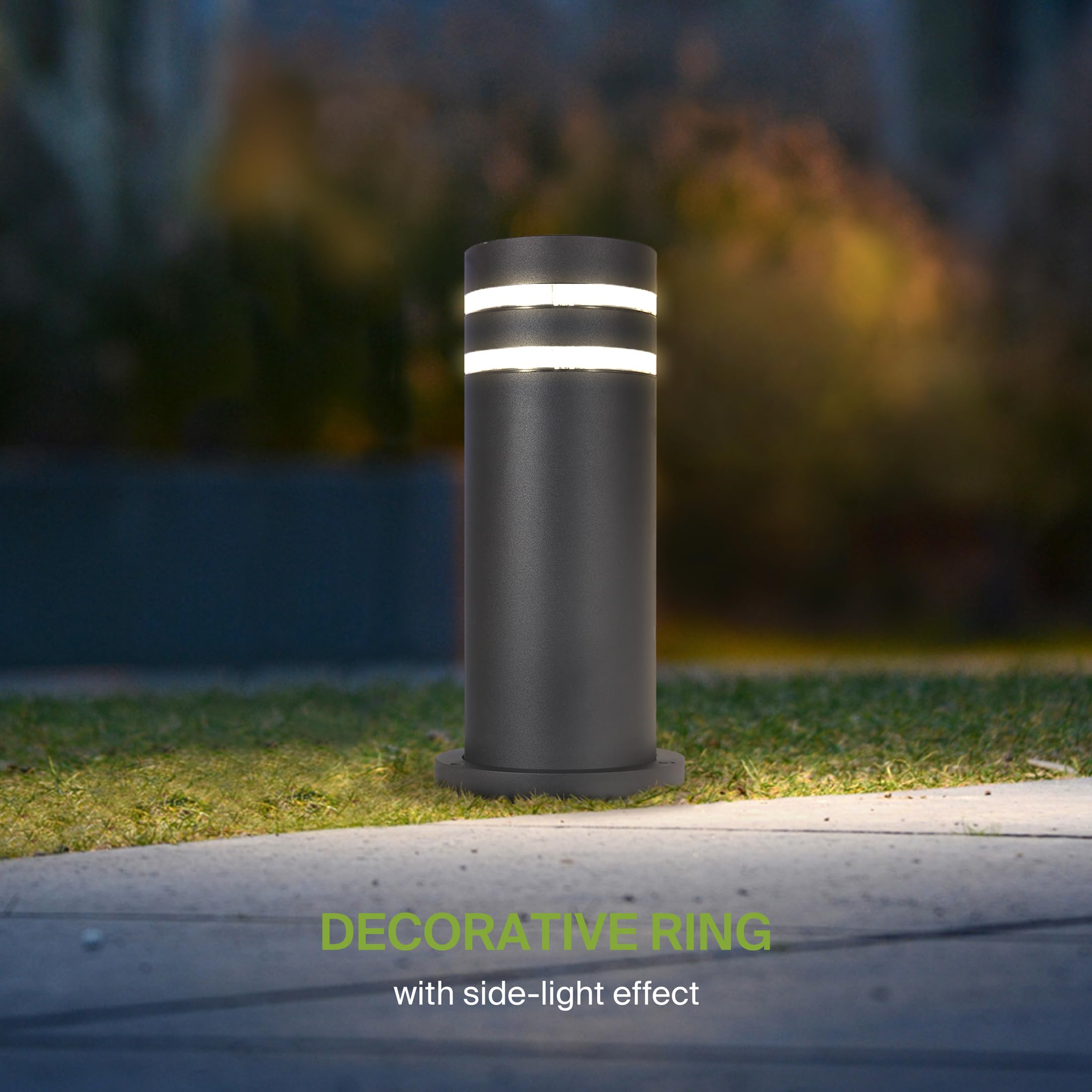 ASD 12 Inch Round Bollard Light Fixture | 60W E26 Socket 120V | Dimmable, Waterproof, LED/CFL/Incandescent Bulbs Compatible, ETL Listed | Outdoor Floor Lantern, Landscape Post Lighting | Black 5