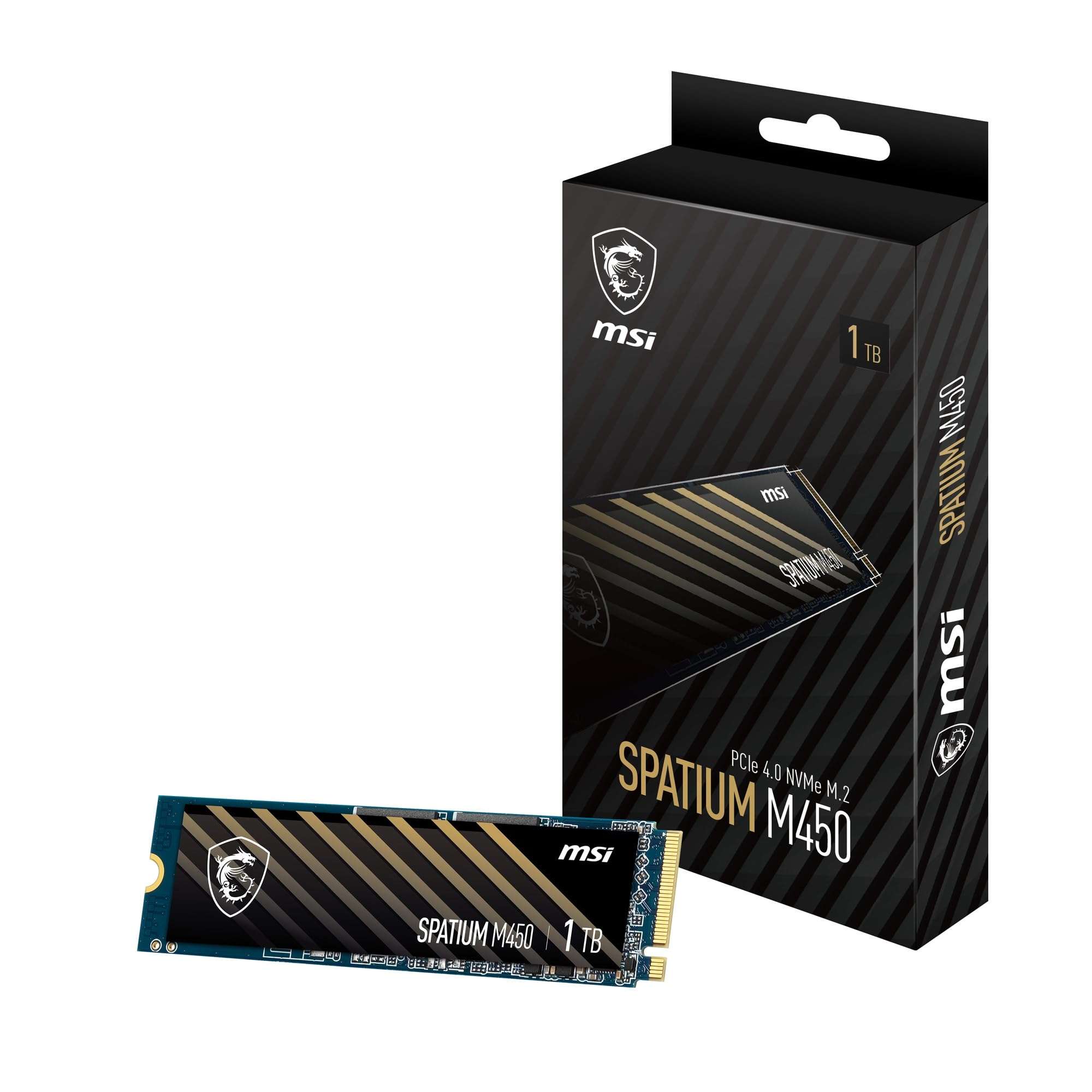 msi SPATIUM M450 PCIe 4.0 NVMe M.2 1TB V1 Internal Gaming SSD up to 3400MB/s 3D NAND 1