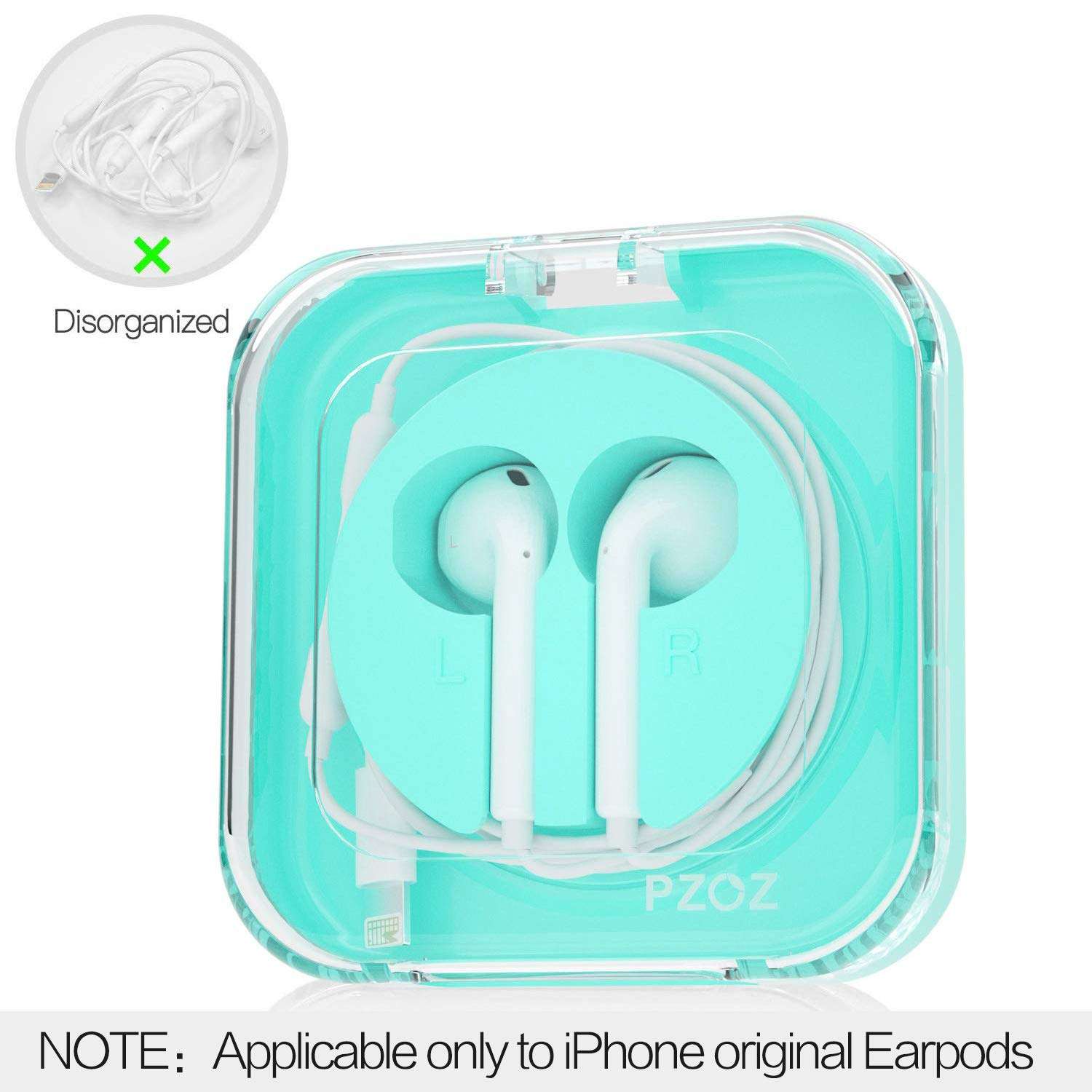 Earbuds Case Compatible for iPhone/iPad/iPods EarPods, Earphones Cord Organizer Cover Headset Manager Headphone Holder Wrap Winder Mini Storage Carrying Cable Management (Green) 2