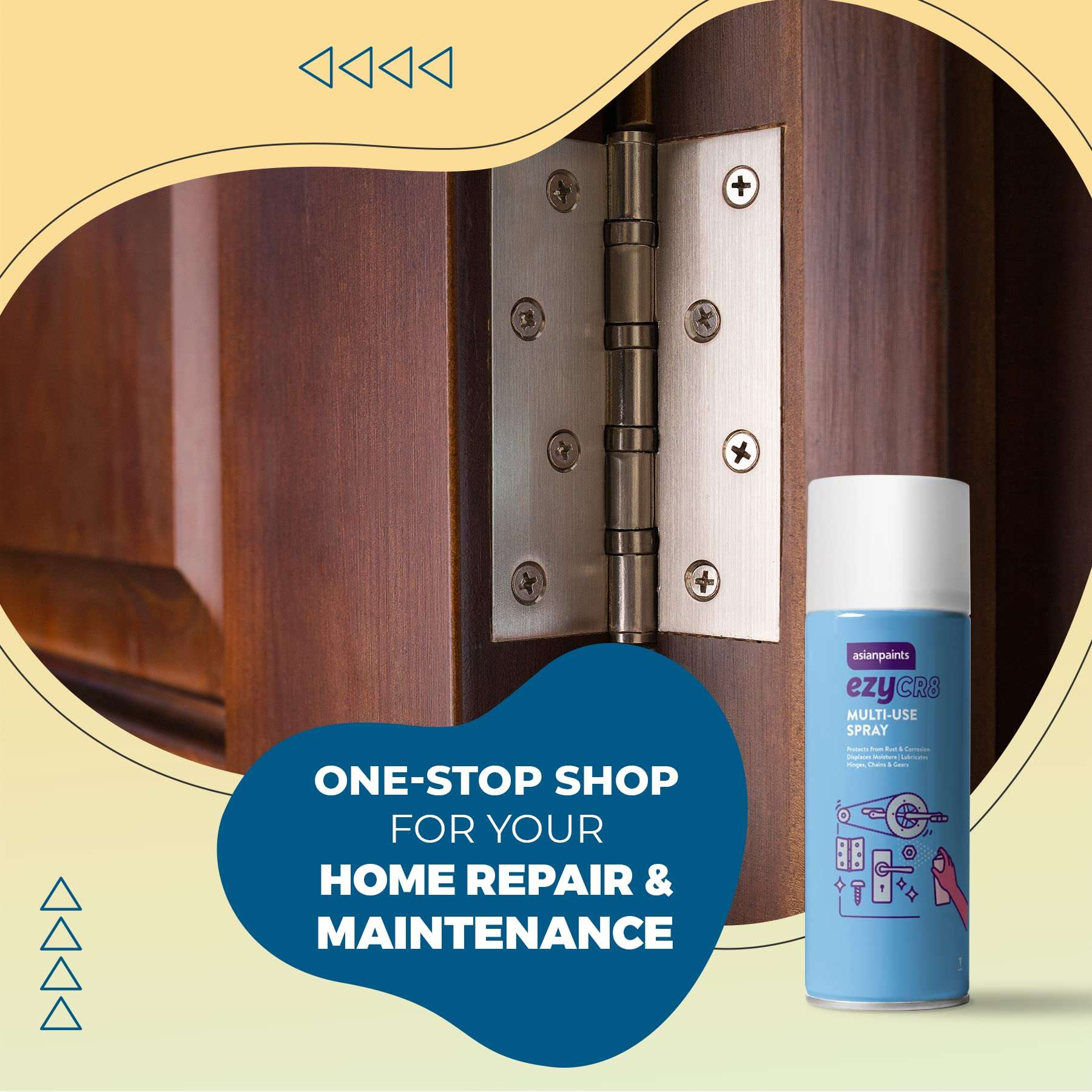 Asian Paints ezyCR8 ezy Home Solutions Kit containing 5 DIY Products for Quick Home Maintenance - Trugrip White Glue, Glue Stick, Loctite Quick Instant Fix, Metal Polish & Multi-Use Spray 5
