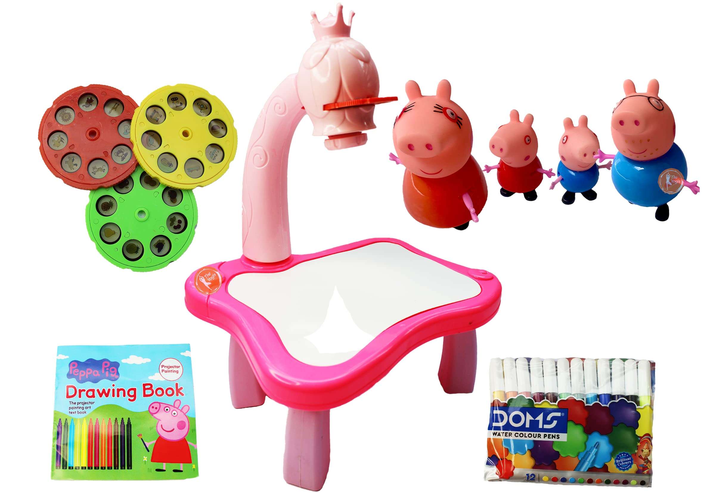 OKO Peppa Pig Child Learning Desk with Smart Projector04, Painting Drawing Set Best Gift for Kids Under Age 2 3 4 5 & 6 Years and Peppa Pig Family Set of -7 1