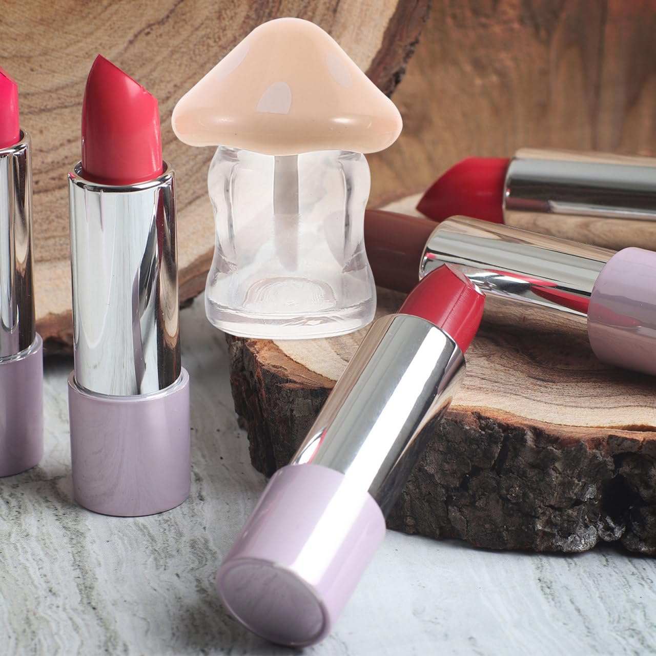 NOLITOY 10 Pieces Clear Lip Gloss Tubes 1.97 Inch Mushroom Shape Plastic Lip Gloss Containers Mini Empty Tube for DIY Cosmetics Women Girls(Mix Color) 3
