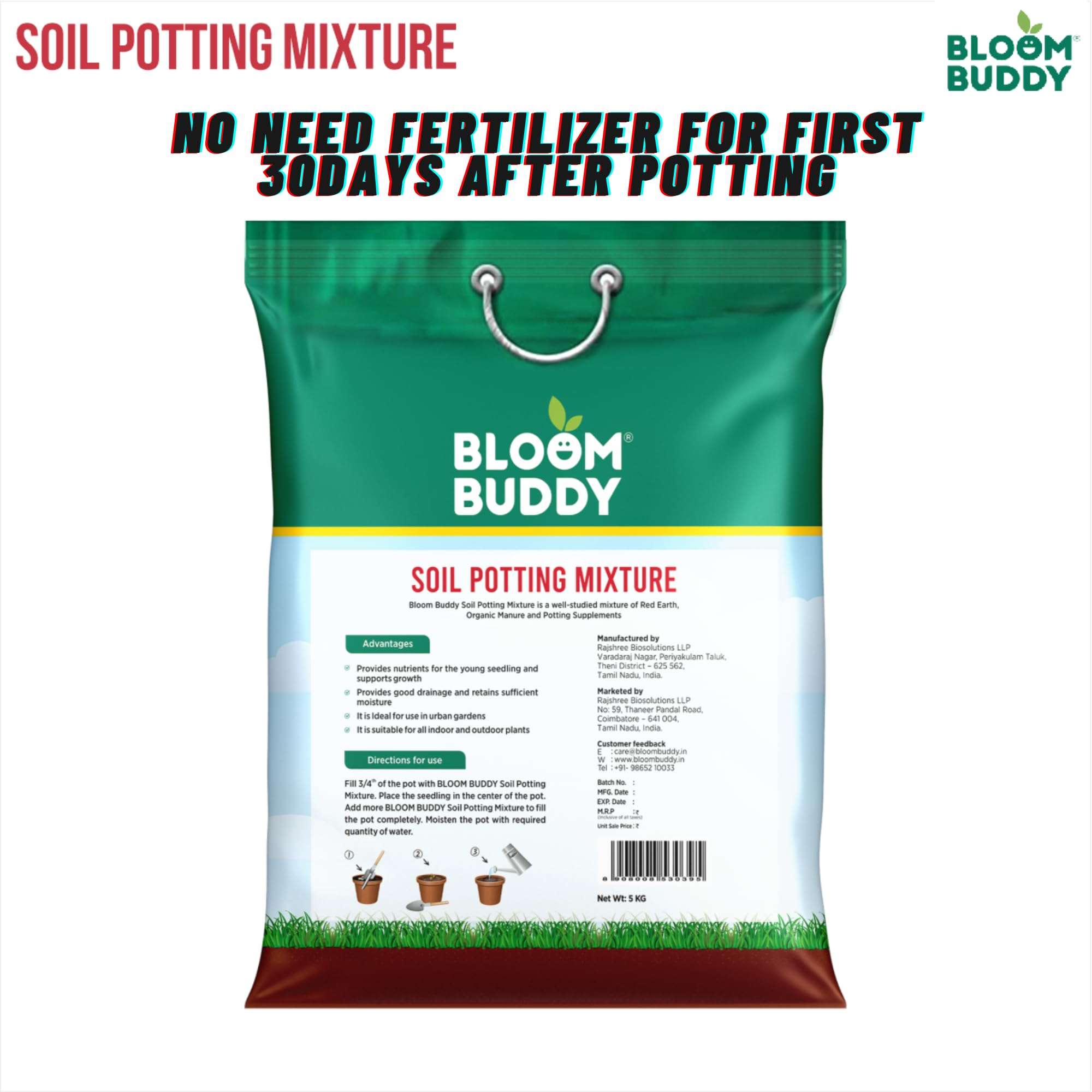 BloomBuddy Premium Earth Magic Potting Soil Mix 5kg | Organic Potting Mix for All Plants | Cocopeat, Vermicompost & Nutrient Rich Blend | Ready to Use | For Home & Terrace Gardening 3