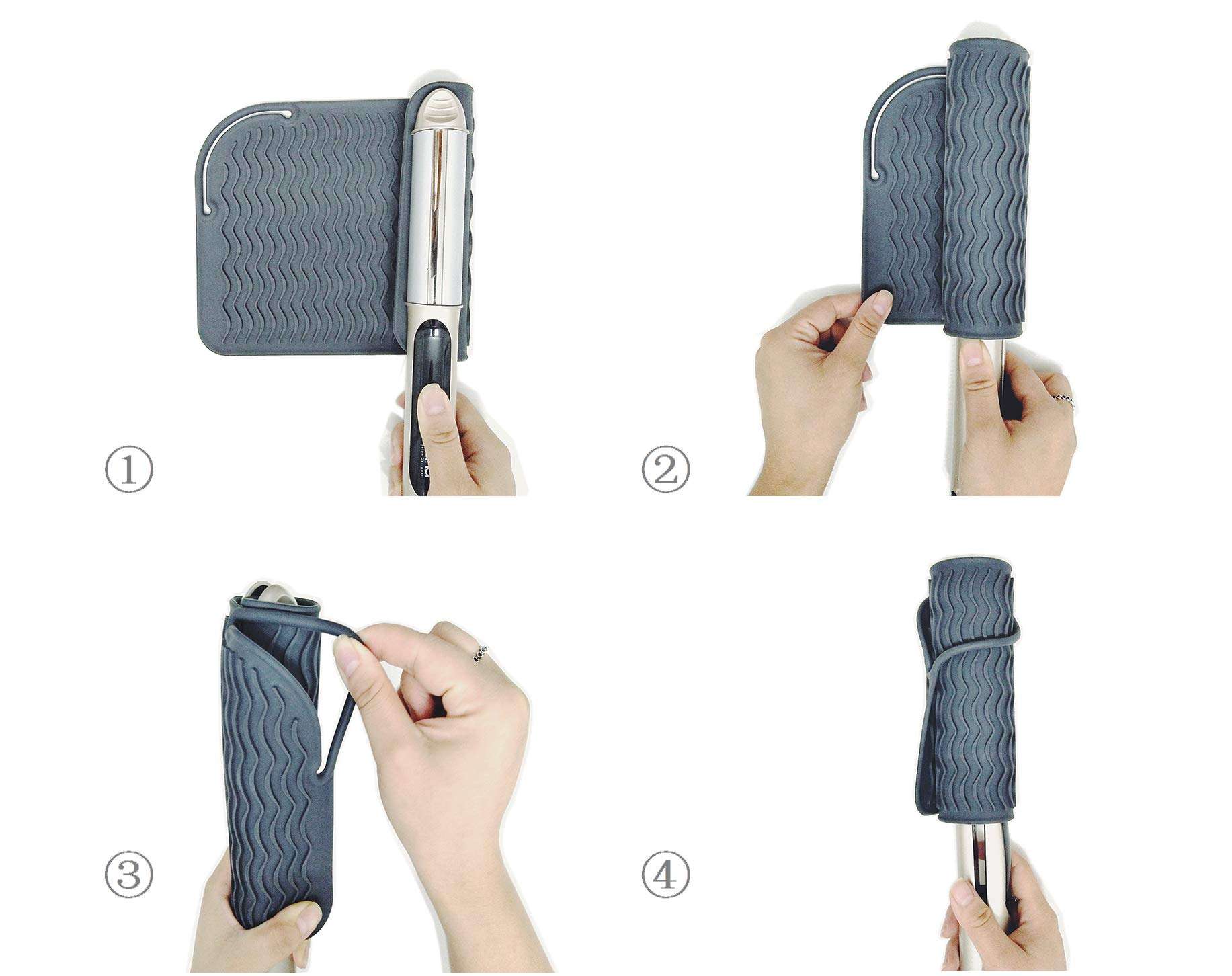 Heat Resistant Silicone Mat for Curling Iron Hair Straightener Flat Iron and Hot Styling Tool 9" x 6.5", Gray 3