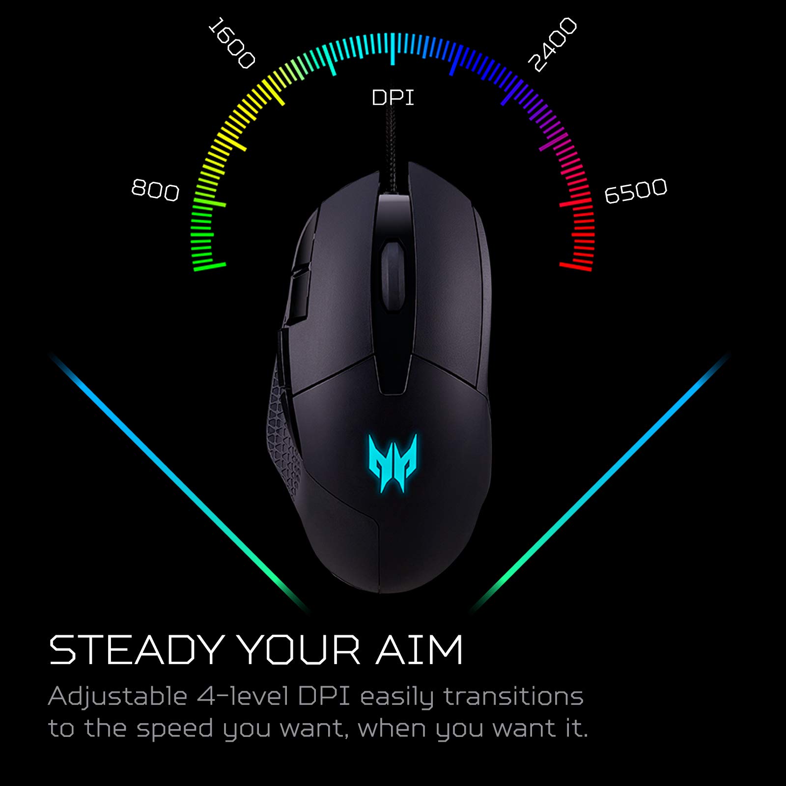 Acer Predator Cestus 315 Gaming Mouse with PixArt Sensor, Adjustable DPI & 8 Buttons Including Burst Fire 3