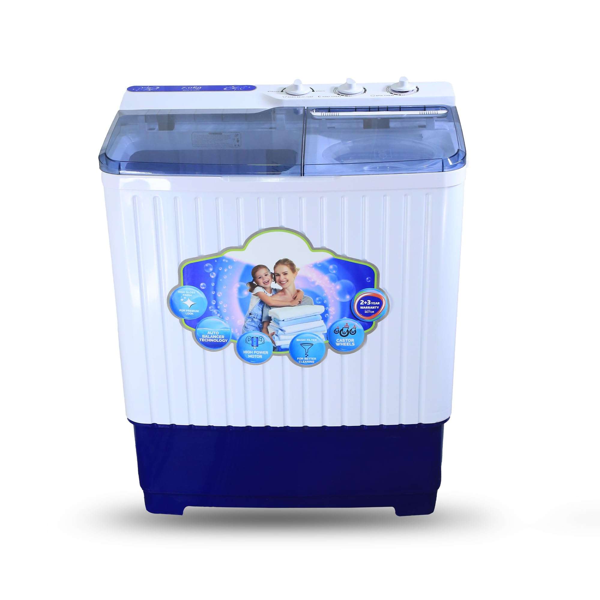 CineGold | Since 2008 | 7 Kg Quick Air Dry Semi-Automatic Top Loading Washing Machine, Blue Transparent Top & Rat Away Feature, Efficient, Durable Laundry Solution for Modern Homes with 5Year Warranty 1
