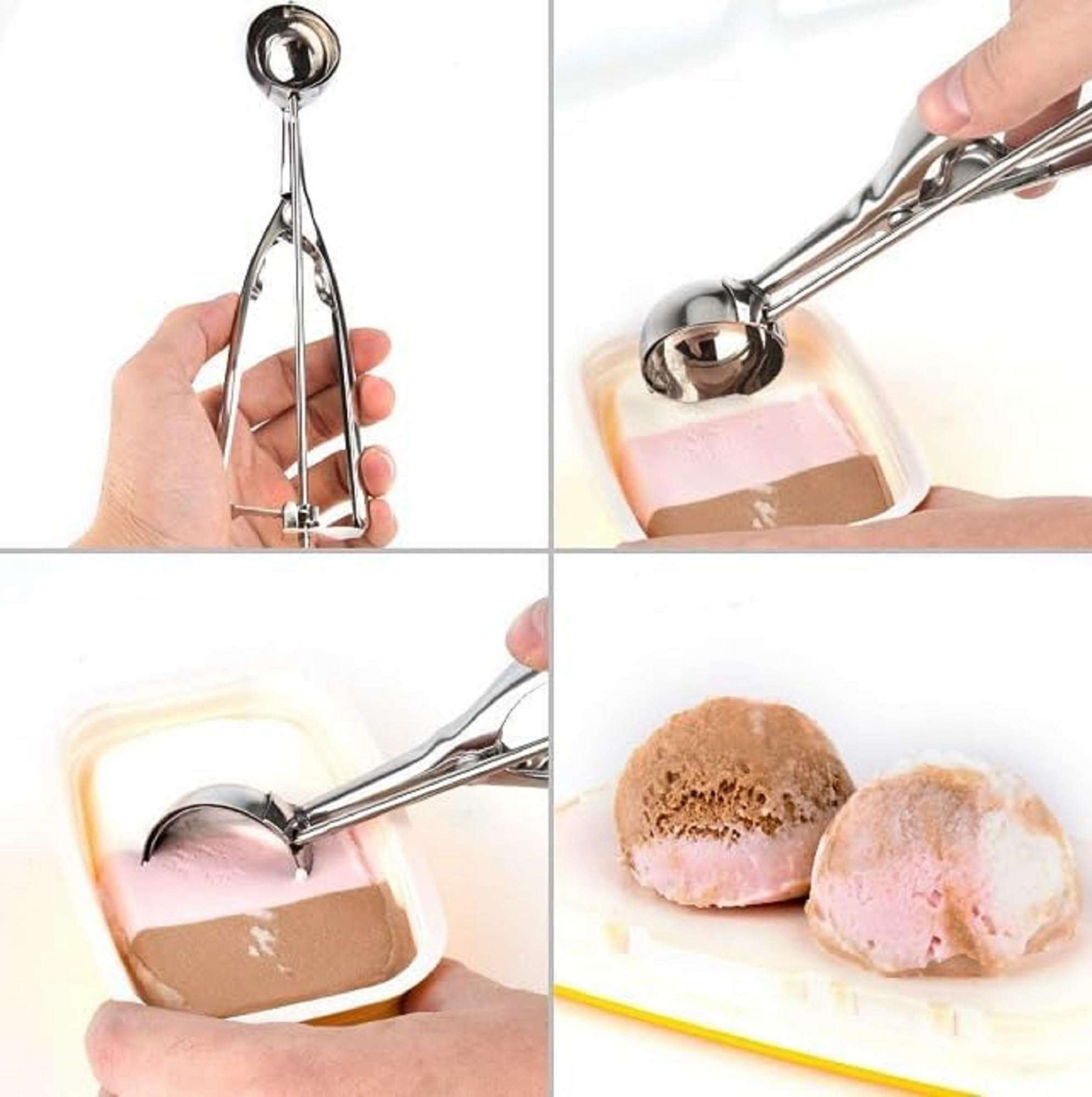 Ice Cream Scoop with Trigger Release | Stainless Steel Round Scooper for Ice Cream, Rice, Desserts & Food Portioning | Easy Press Handle 5