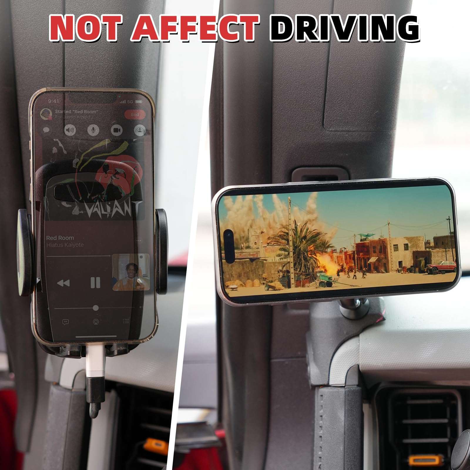 Aigmux Phone Holder with Charging C Port for Ford Bronco 2021 2022 2023 2024 2025, Adjustable Angle 360° Phone Holder for Bronco Accessories (with Charging Stand) 6