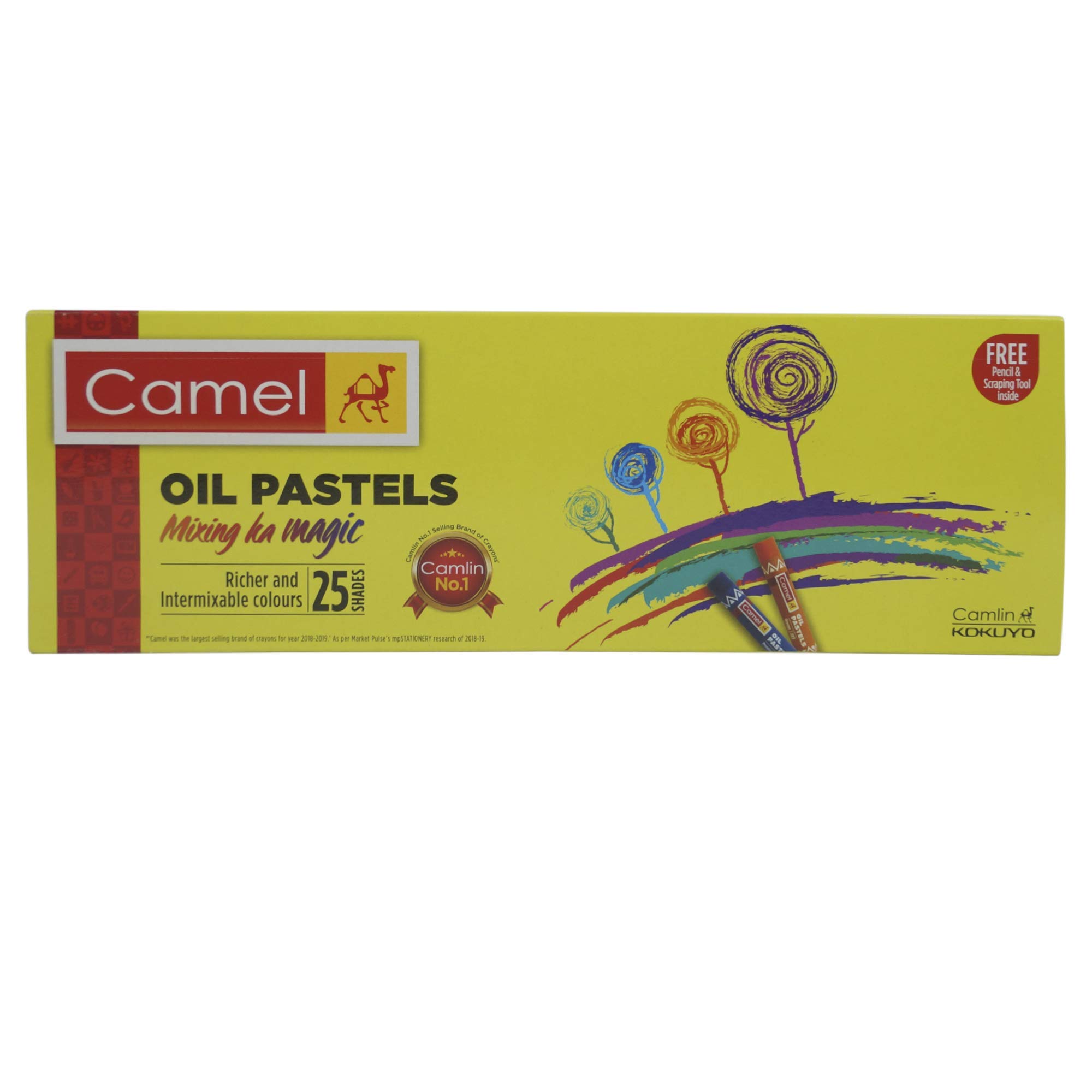 Apsara Writing Kit & Camel Oil Pastel + Free 1 Drawing Pencil - 25 Shades 6