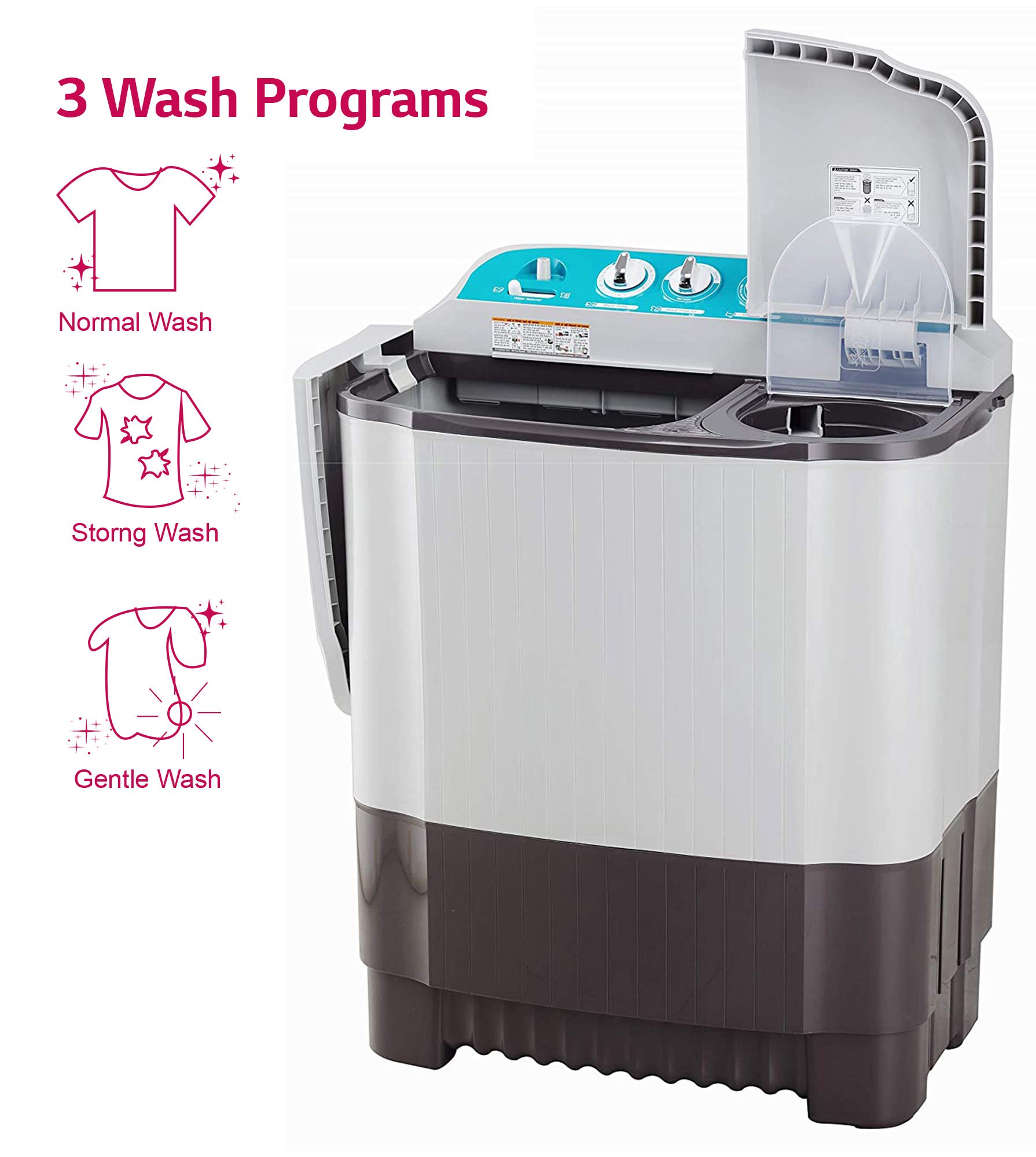 LG 6 Kg Semi-Automatic Top Loading Washing Machine Appliance (P6001RG, Dark Grey, Roller Jet Pulsator) 5