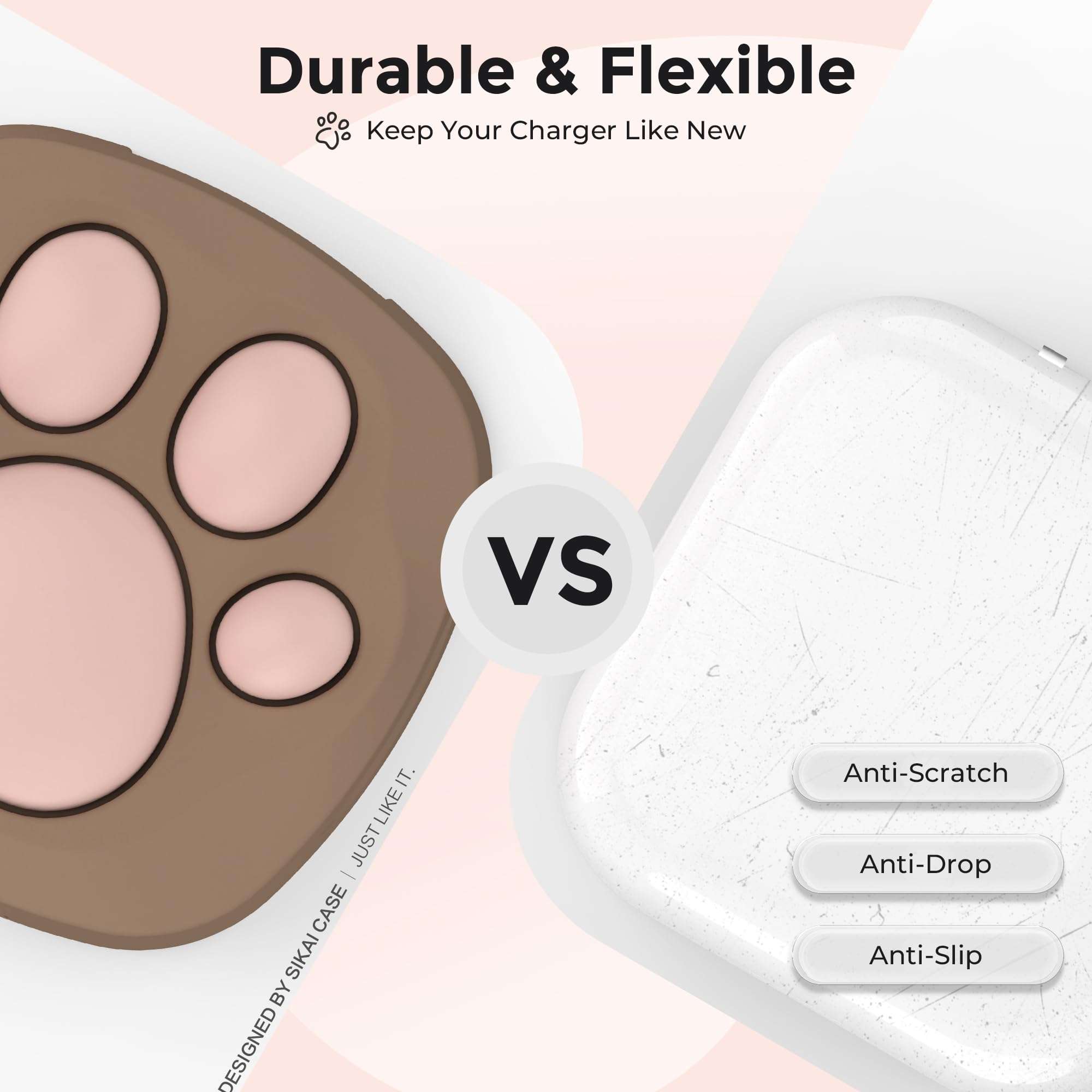 SIKAI CASE Silicone Case Compatible with Apple 40W Dynamic Power Adapter (2025), Cute Cat Paw Protective Cover Anti-Dust & Anti-Scratch for iPhone/iPad Users,Case Only (Siamese Brown) 6