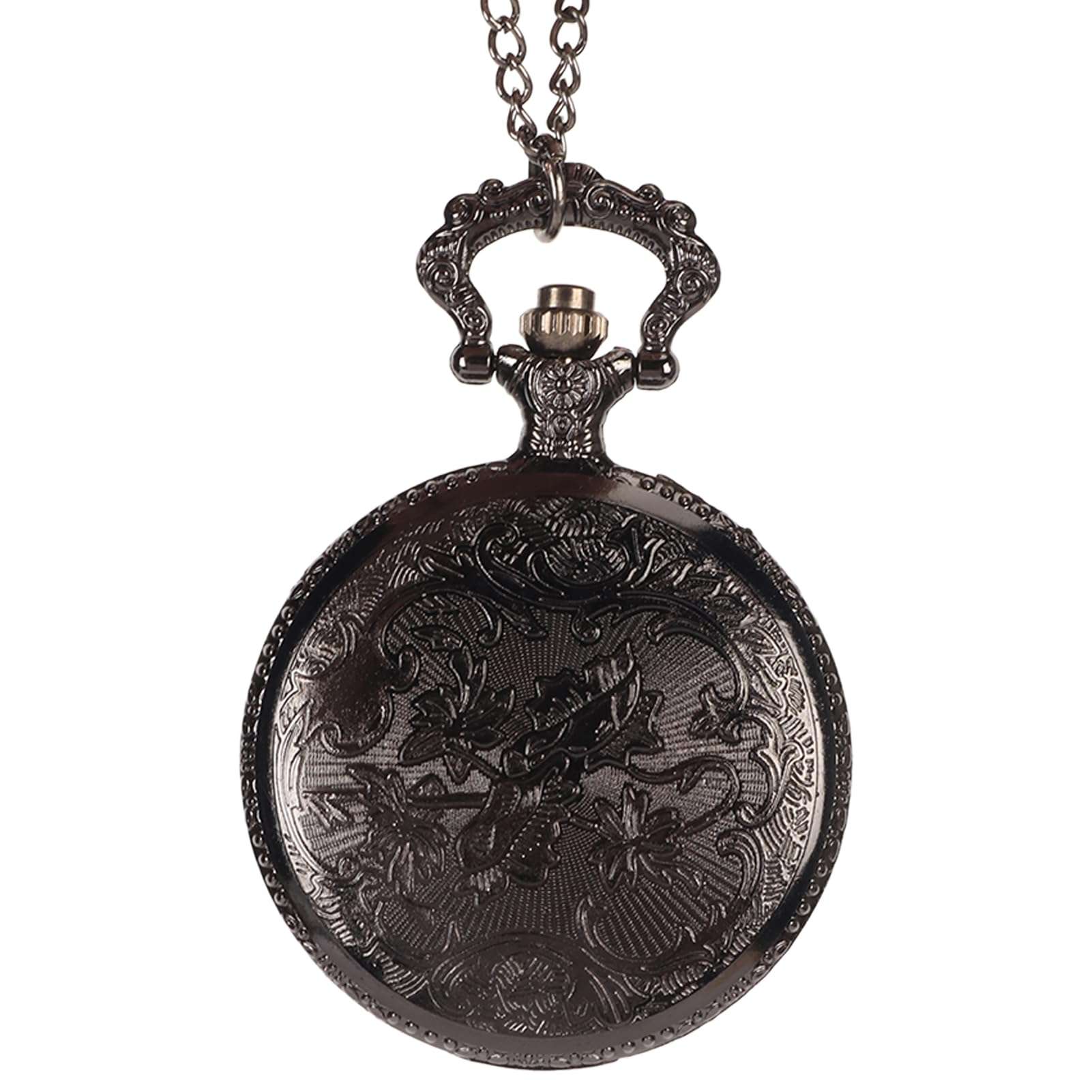 Vintage Pocket Watch, Quartz Pocket Watch Out Dial Compass Men Pocket Watch With Chain Quartz For Quartz Movement Hollow With Chain Black 5