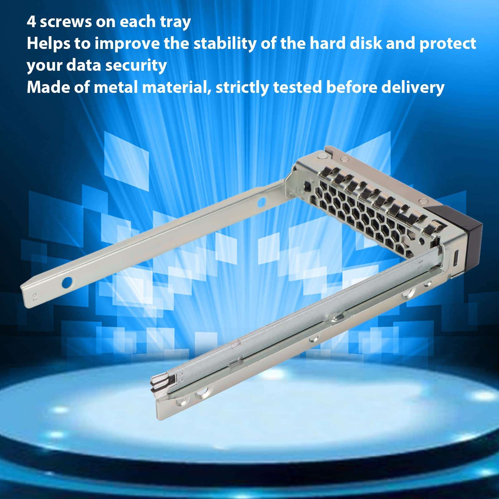 QANYEGN Hard Disk Tray, DXD9H Server Hard Disk Tray Enclosure, SAS SATA Interface 2.5inch Metal Material Silver Computer Hard Disk Tray for R740 for R740XD 4