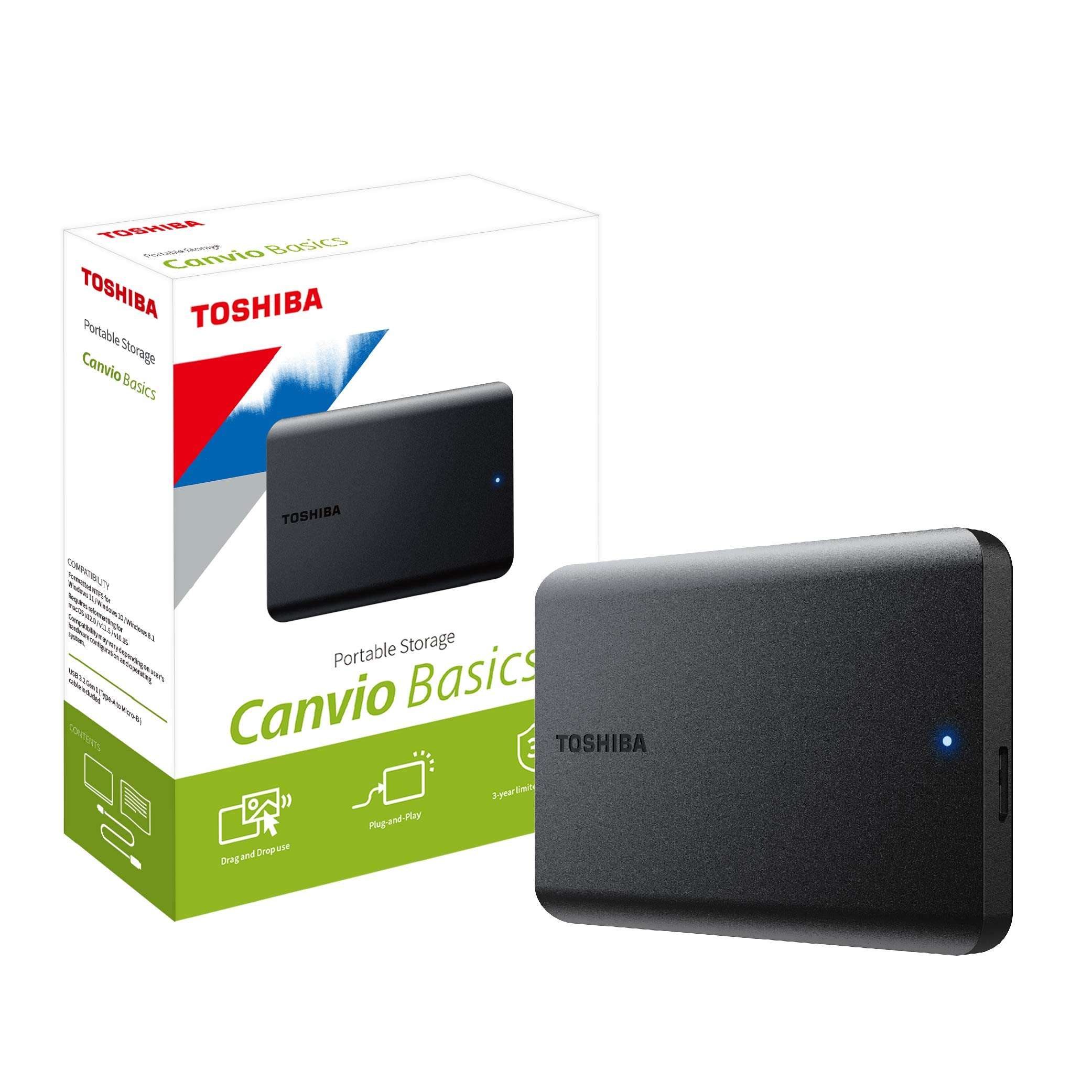 TOSHIBA Canvio Basics 2TB Portable External HDD - USB 3.0 for PC Laptop Windows and Mac, 3 Years Warranty, External Hard Drive - Black Matt 6