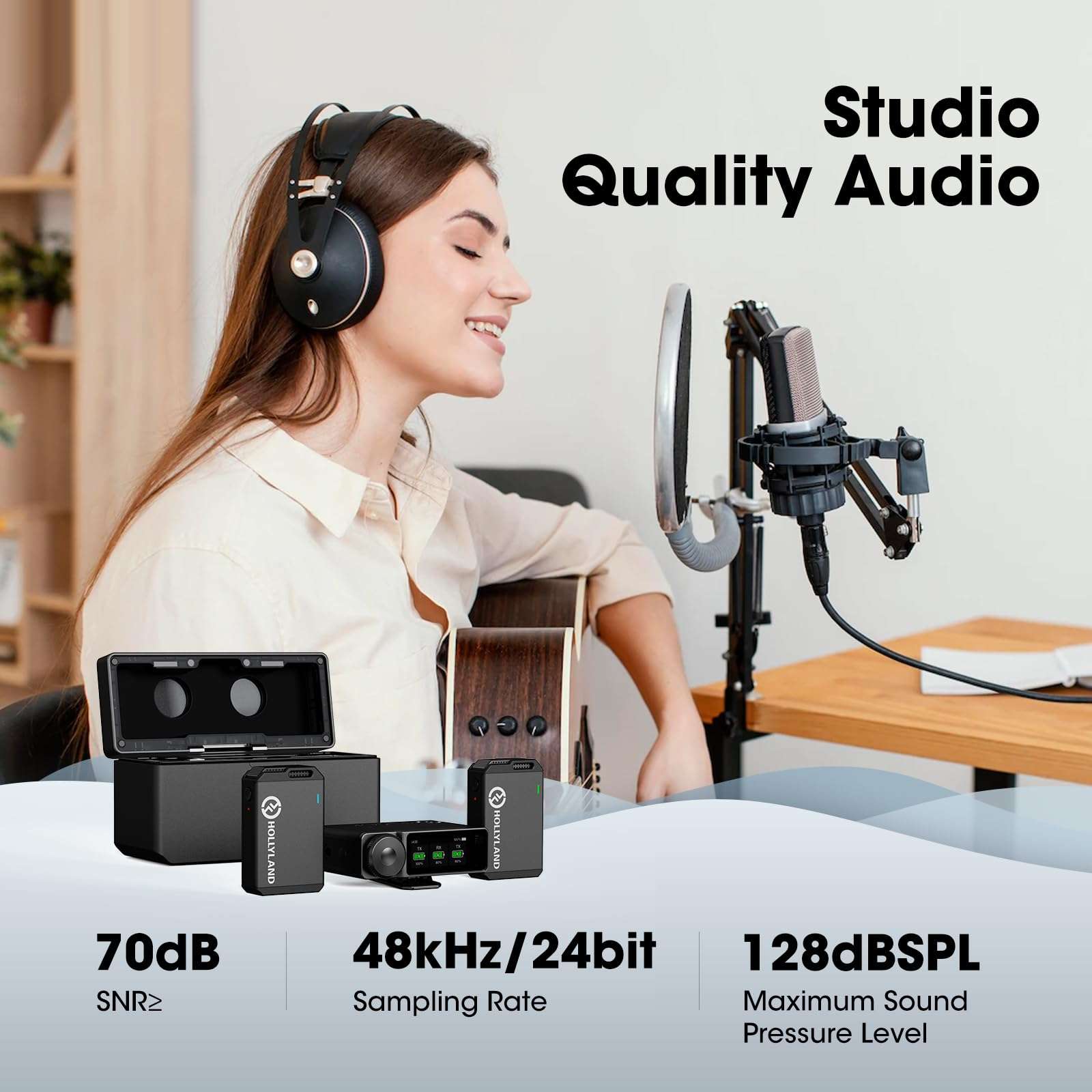 Hollyland Lark Max Wireless Lavalier Microphone System for Pro Recording with Advanced ENC, 24bit, 22H Duration, 820ft(250m) Range, Compatible with DSLR Camera, iPhone, Android, PC-Black 2
