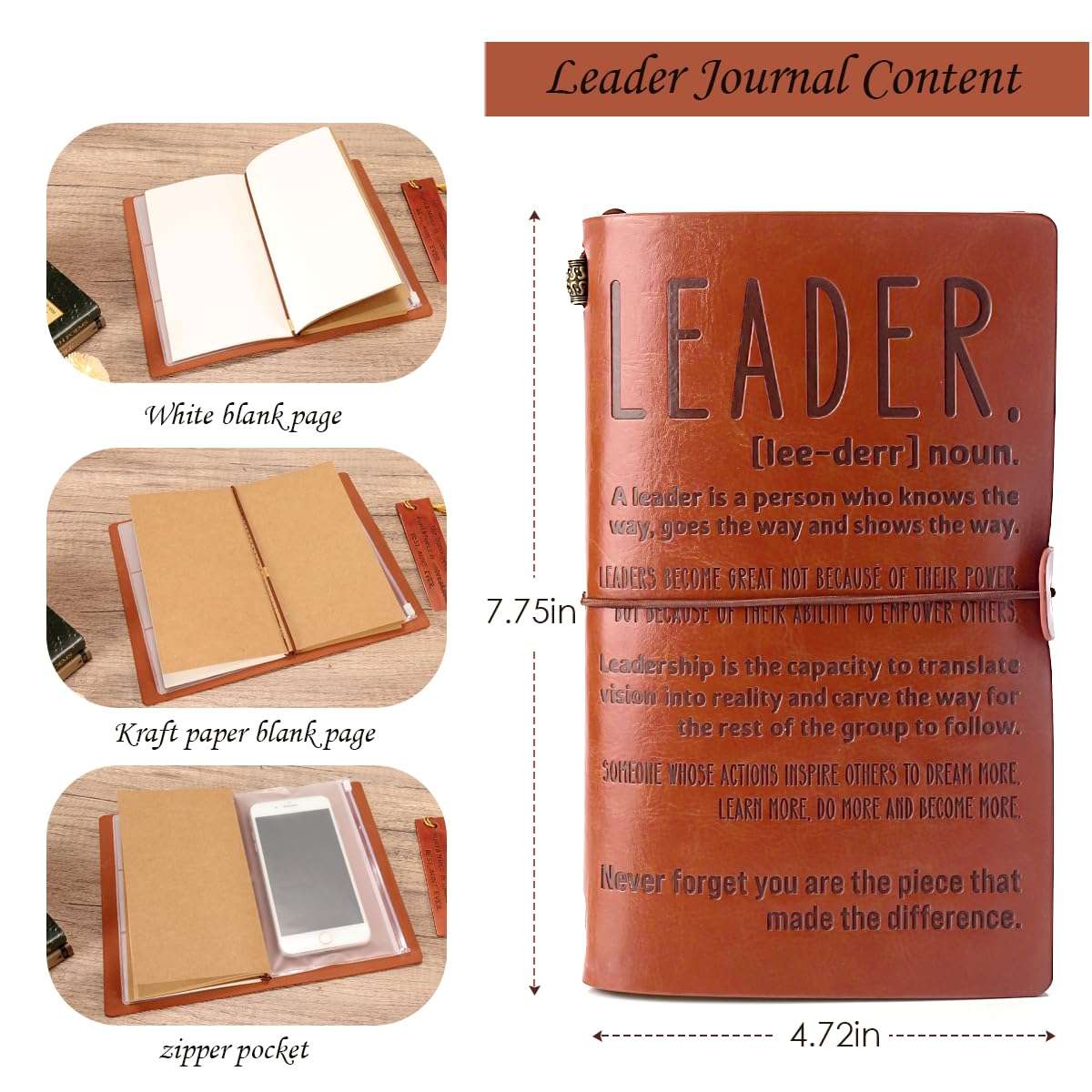 TuSuQing Leader Gift Thank You Gifts for Leader Boss Mentor Supervisor Retirement Leaving Coworker Farewell Promotion Celebration Birthday Work Office Gift Leader Definition Leather Planners 3