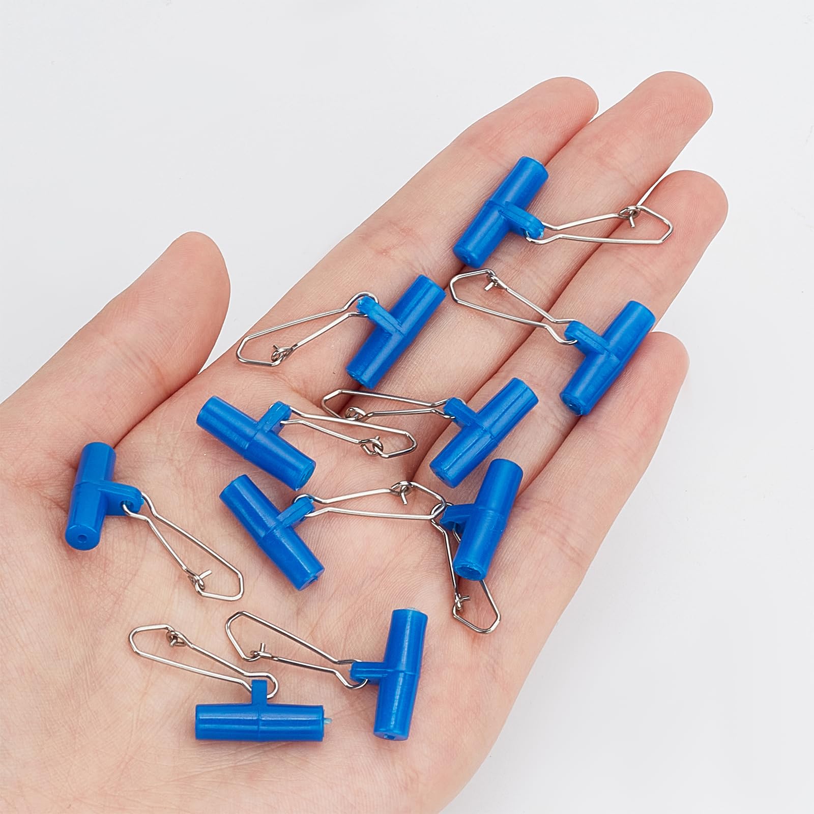 beinkmake 100pcs Fishing Line Sinker Slides Rig with Duo Lock Snap Sinker Slider Swivel Snap Kit Weight Connectors for Catfish, Blue 5
