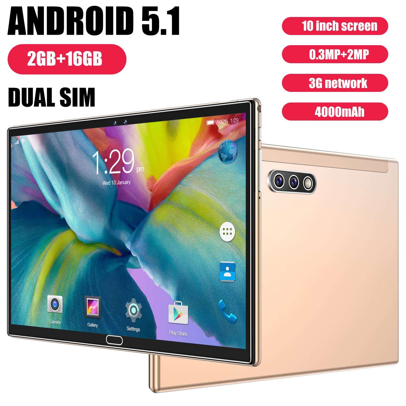 Qonioi Hd Tablet WiFi Bluetooth Android Voice Call Game Tablet,10 Inch IPS Display Screen,WiFi,2gb Ram+16gb ROM,4000mah,Android 5.1 System Excellent Performance, Stylish Appearance 4