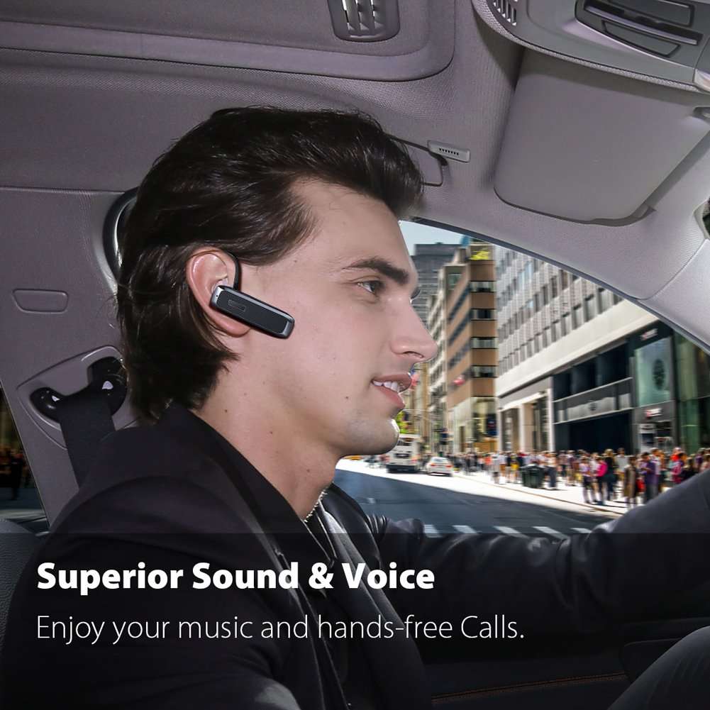 Marnana Bluetooth Headset, Hands-Free Wireless Earpiece w/ 18 Hours Playtime and Noise Cancelling Mic for iPhone Samsung Android Cellphone Truck Driver-2Pack 2